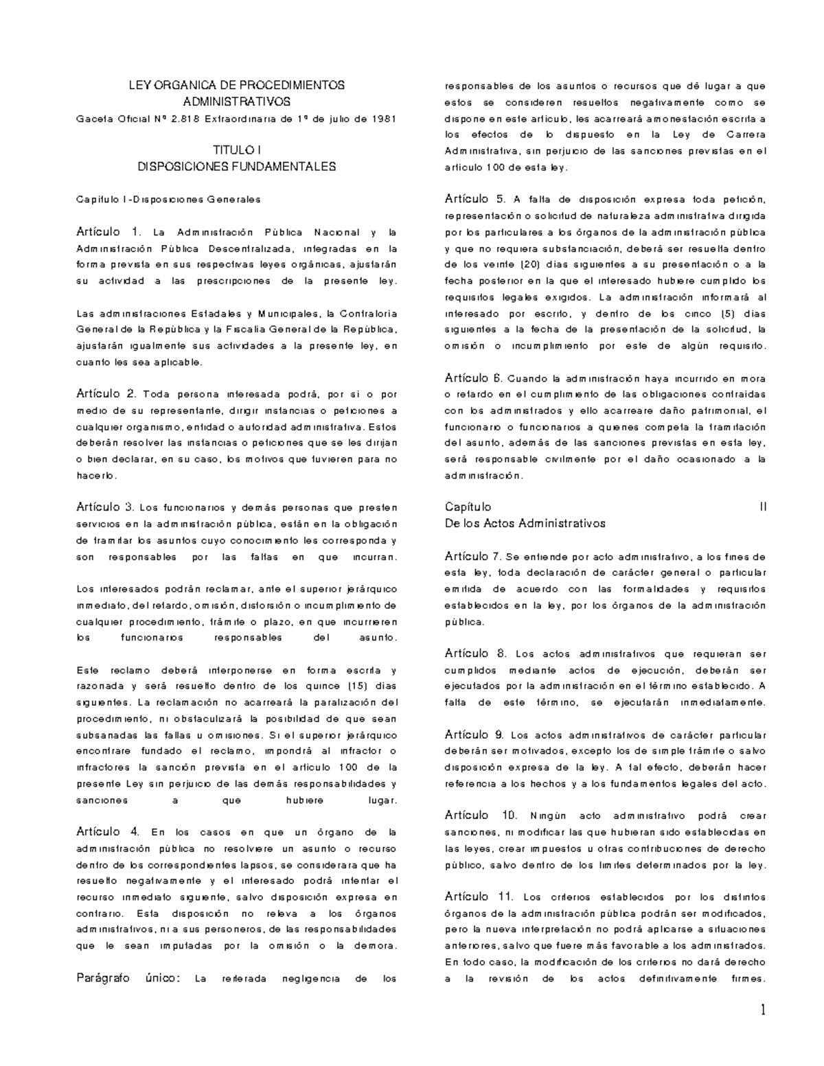LEY ORGÁNICA DE PROCEDIMIENTOS ADMINISTRATIVOS: Análisis y ...