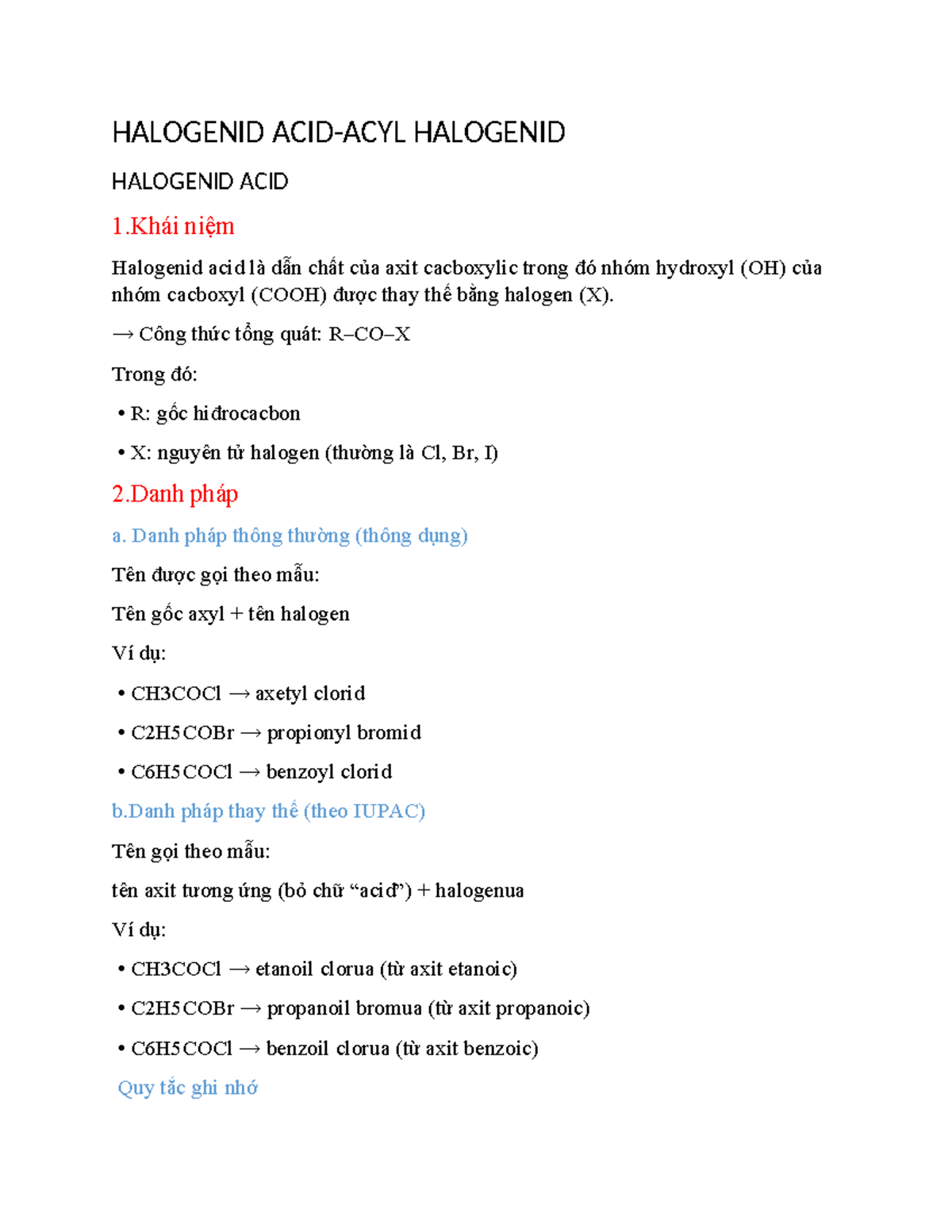 Halogenid Acid - Tổng Quan và Ứng Dụng trong Hóa Học Hữu Cơ - Studocu