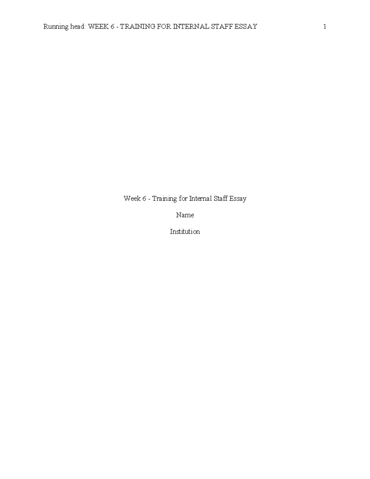 Week 6 NGF Training for Internal Staff Essay - Studocu
