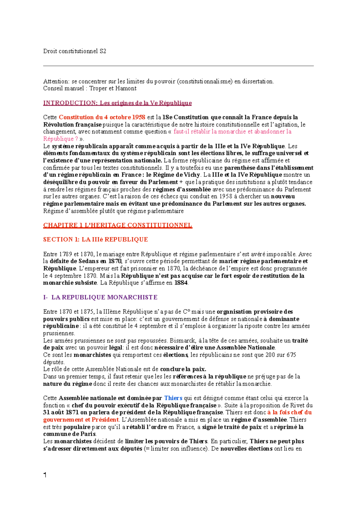 Droit Constitutionnel S2: Limites du Pouvoir et Constitutionnalisme en ...
