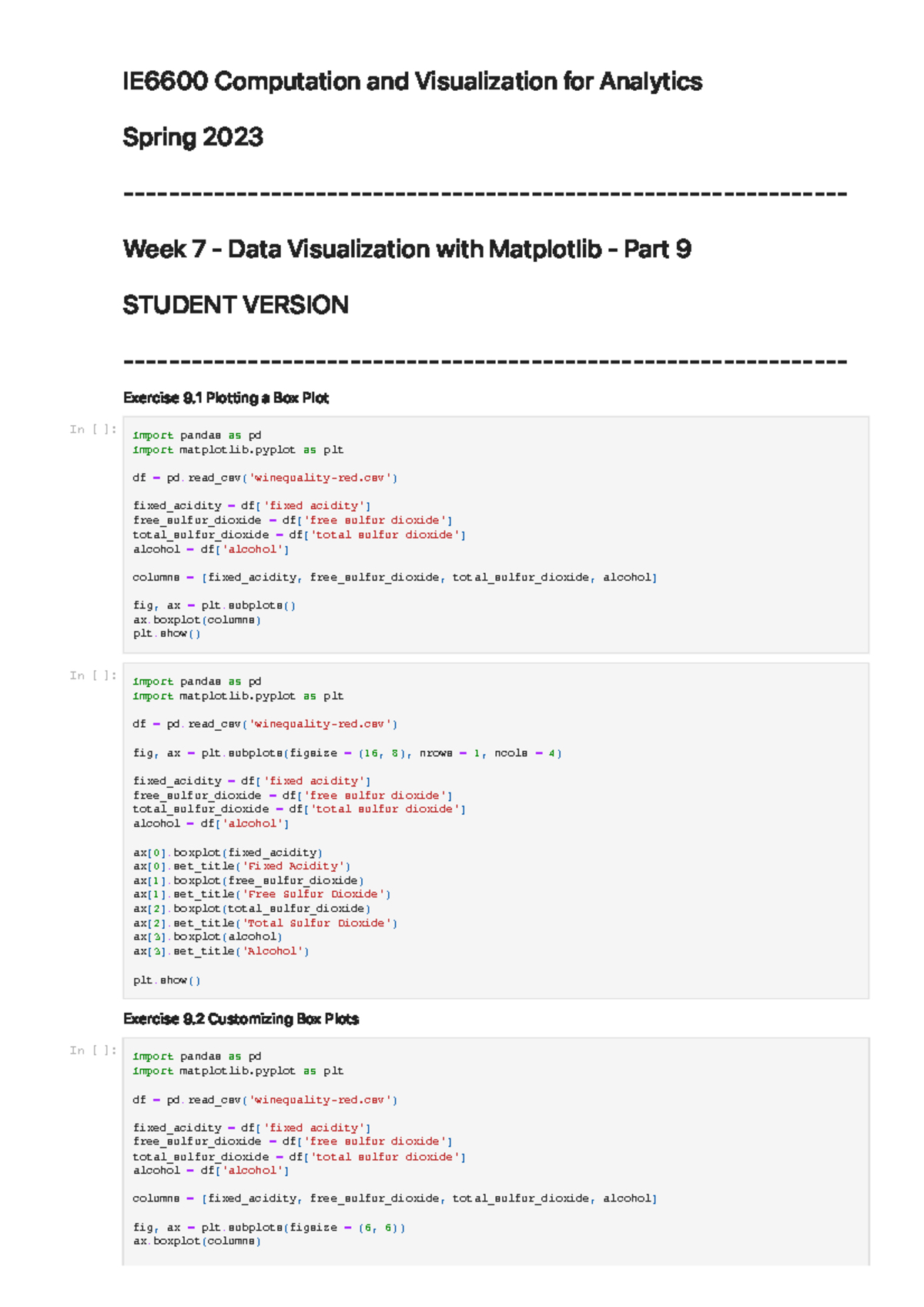 IE6600 Week 7 Lab 9: Data Visualization with Matplotlib - Studocu