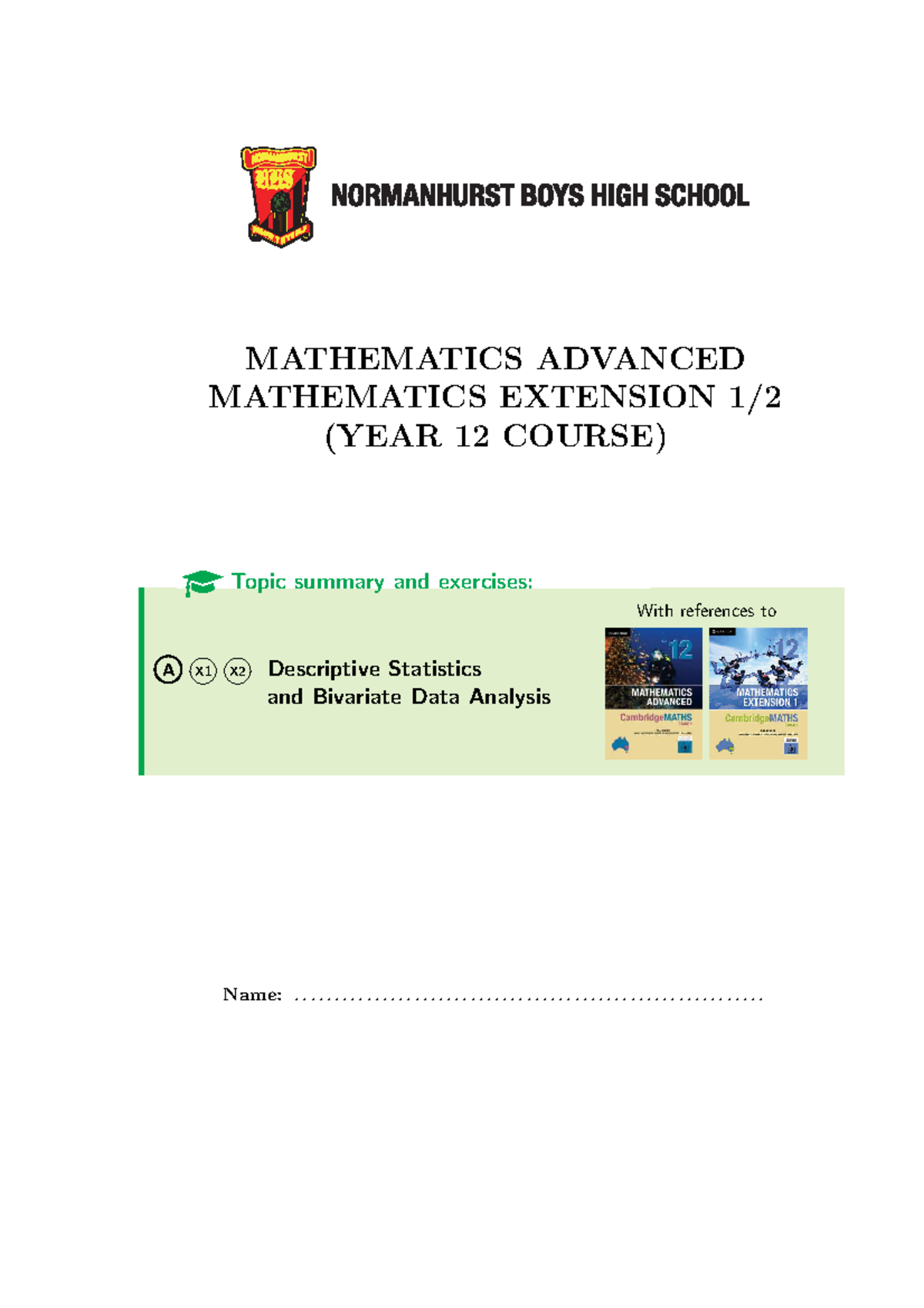 S2 MA12-8 Descriptive Stats and Bivariate Data Analysis Guide - Studocu