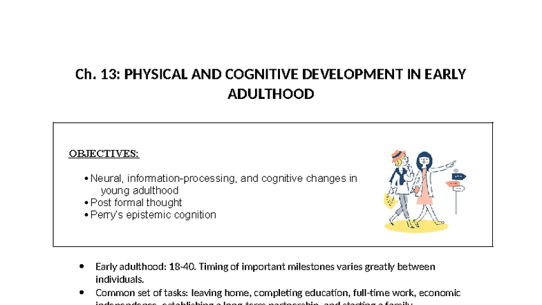 Ch. 13: Physical & Cognitive Development in Early Adulthood (PSY 101 ...