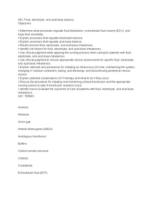 Fluid and Electrolytes - Study Notes & Assignments - Studocu