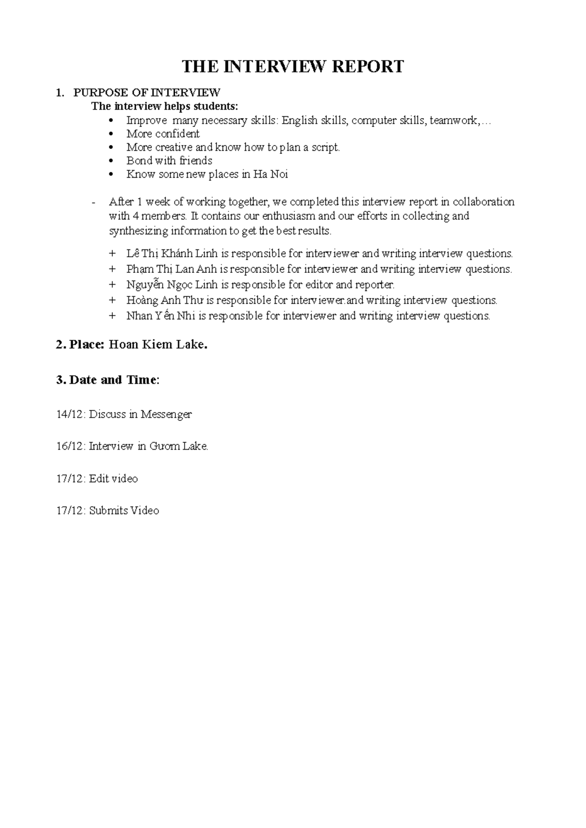 Theinterviewreport - THE INTERVIEW REPORT 1. PURPOSE OF INTERVIEW The ...