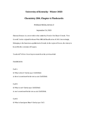 Chemistry 284 Chapter 6 Worksheet - University of Kentucky - Winter ...