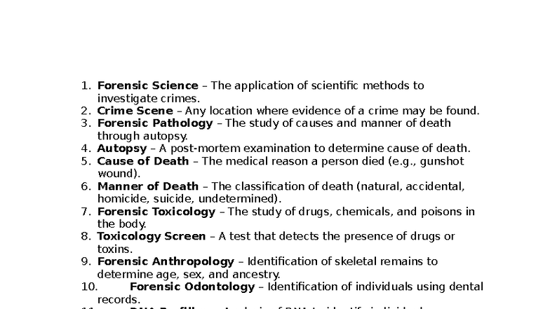 Forensic Science Overview: Key Concepts and Terminology - Studocu