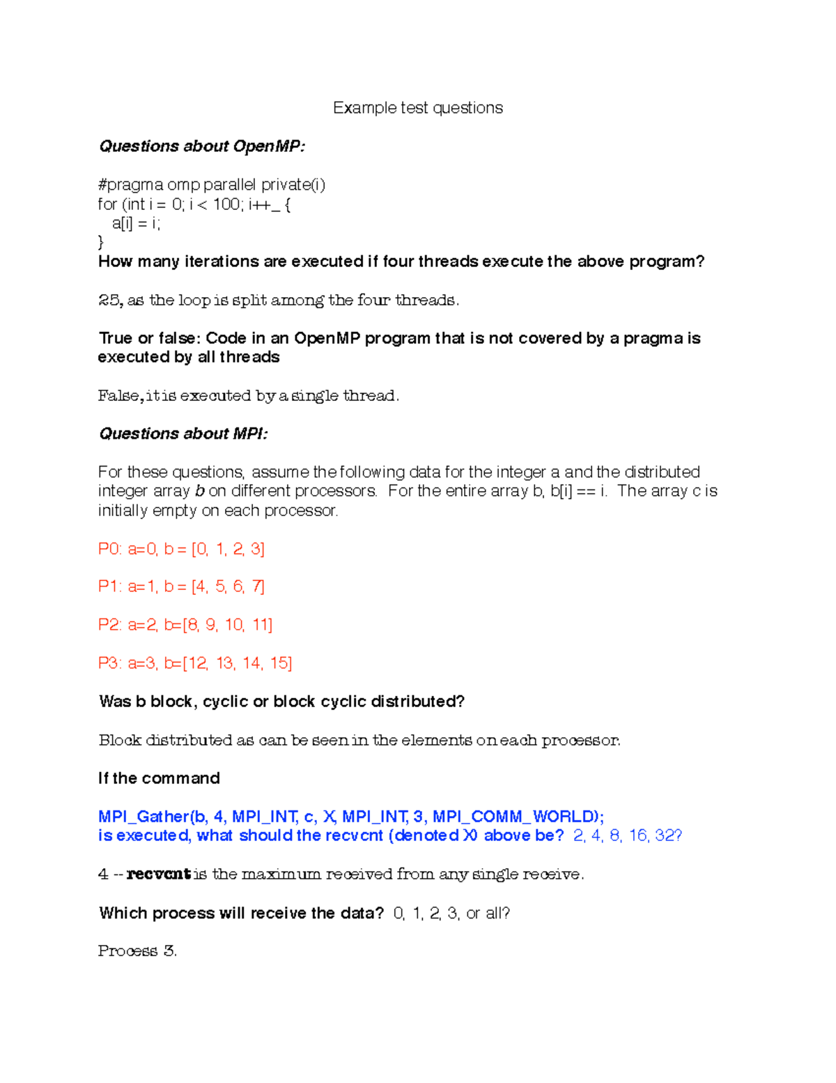 Ece563 E2 SP2014 Sample Solutions & OpenMP/MPI Questions Analysis - Studocu