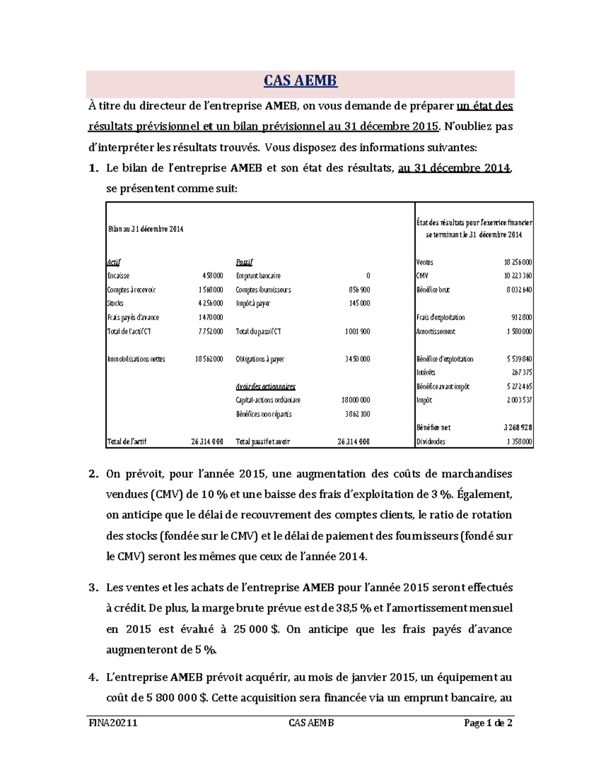 Cas AEMB S3 - Trésorerie - FINA20211 CAS AEMB Page 1 de 2 CAS AEMB À ...