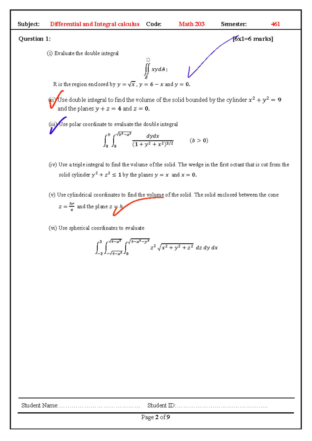 Math - integral - Student Name ...