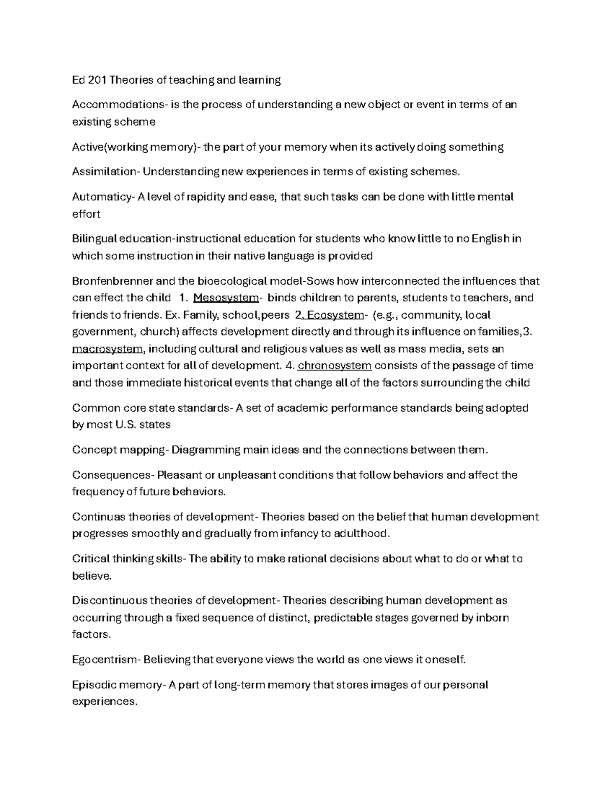 ED 201 Theories of Development: Key Concepts and Understanding - Ed 201 ...