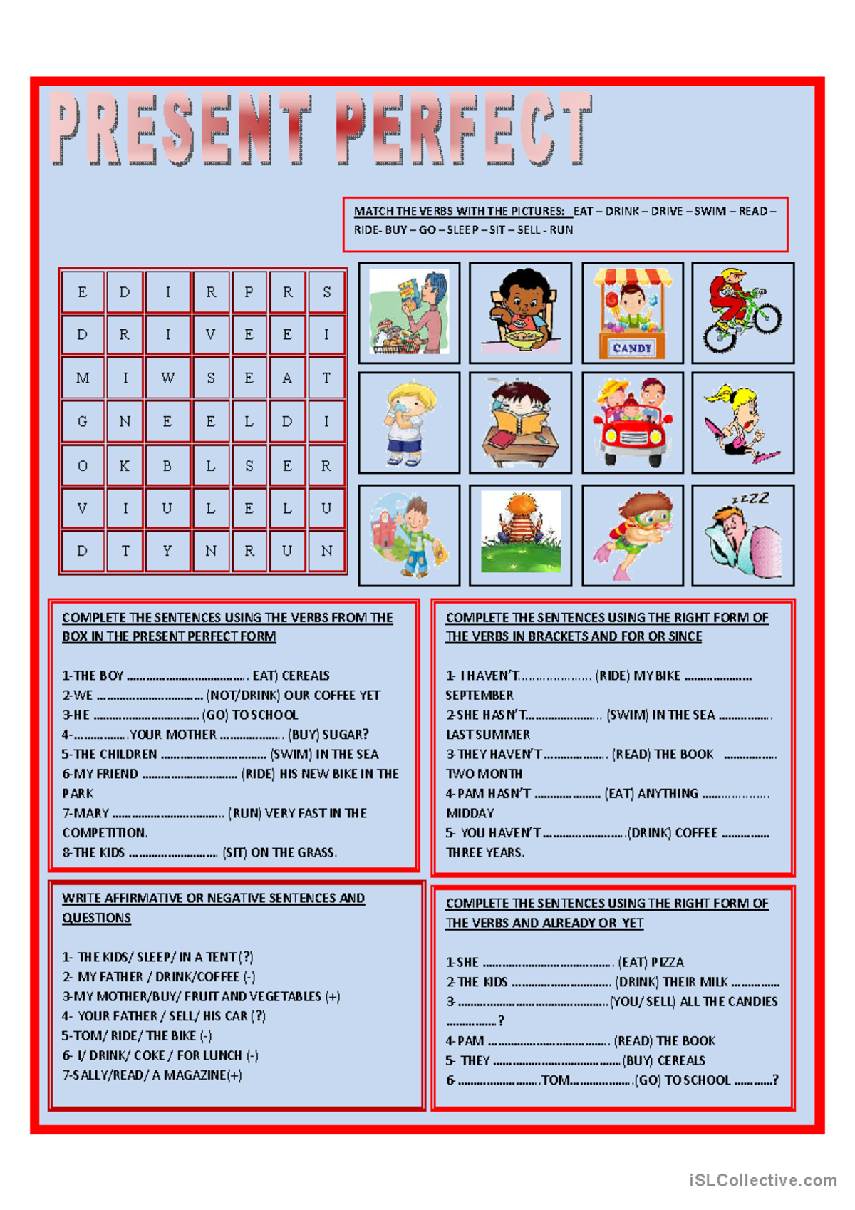 Basic 10 English: Verb Matching & Present Perfect Exercises - CCCC ...