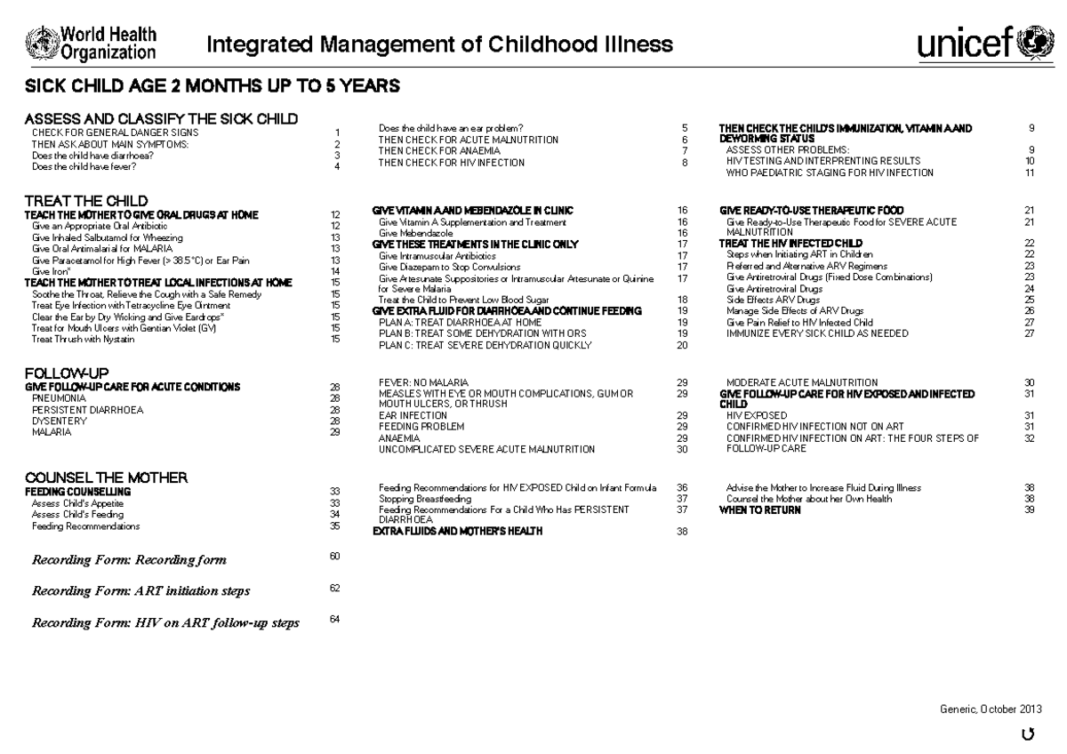 Integrated Management of Childhood Illness (IMCI) - Nursing Files - Studocu