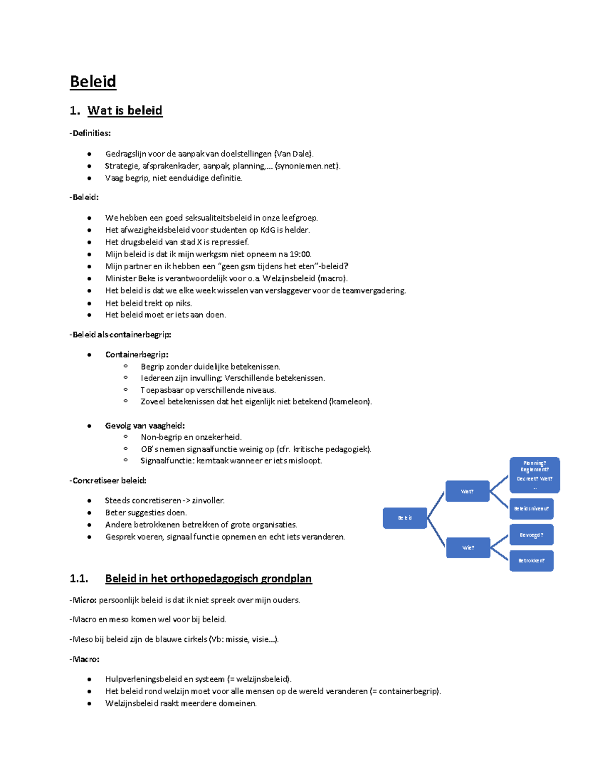 Beleid een volledige samenvatting - Beleid 1. Wat is beleid -Definities ...