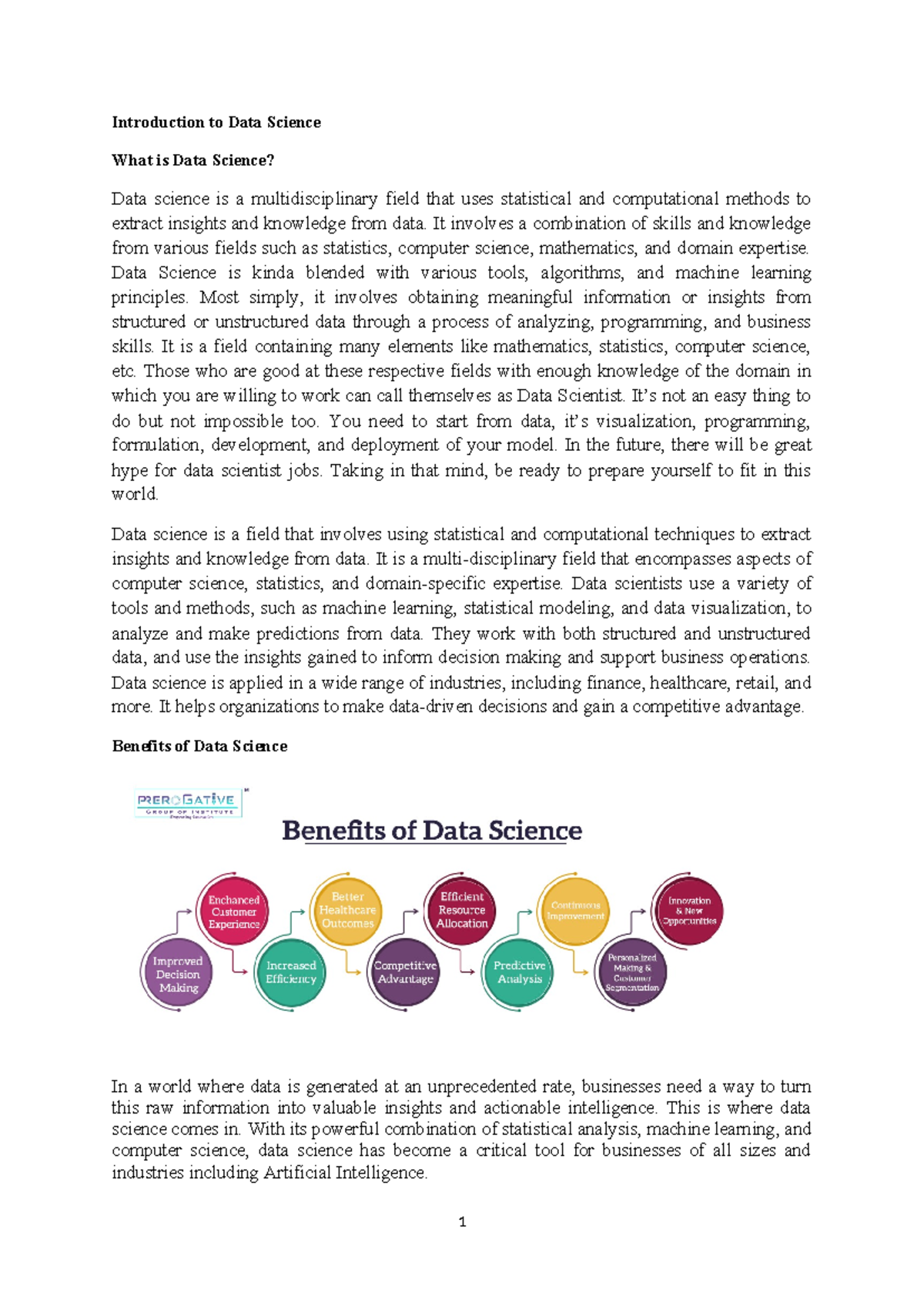 Data Science Fundamentals and Benefits: Insights for Businesses - Studocu