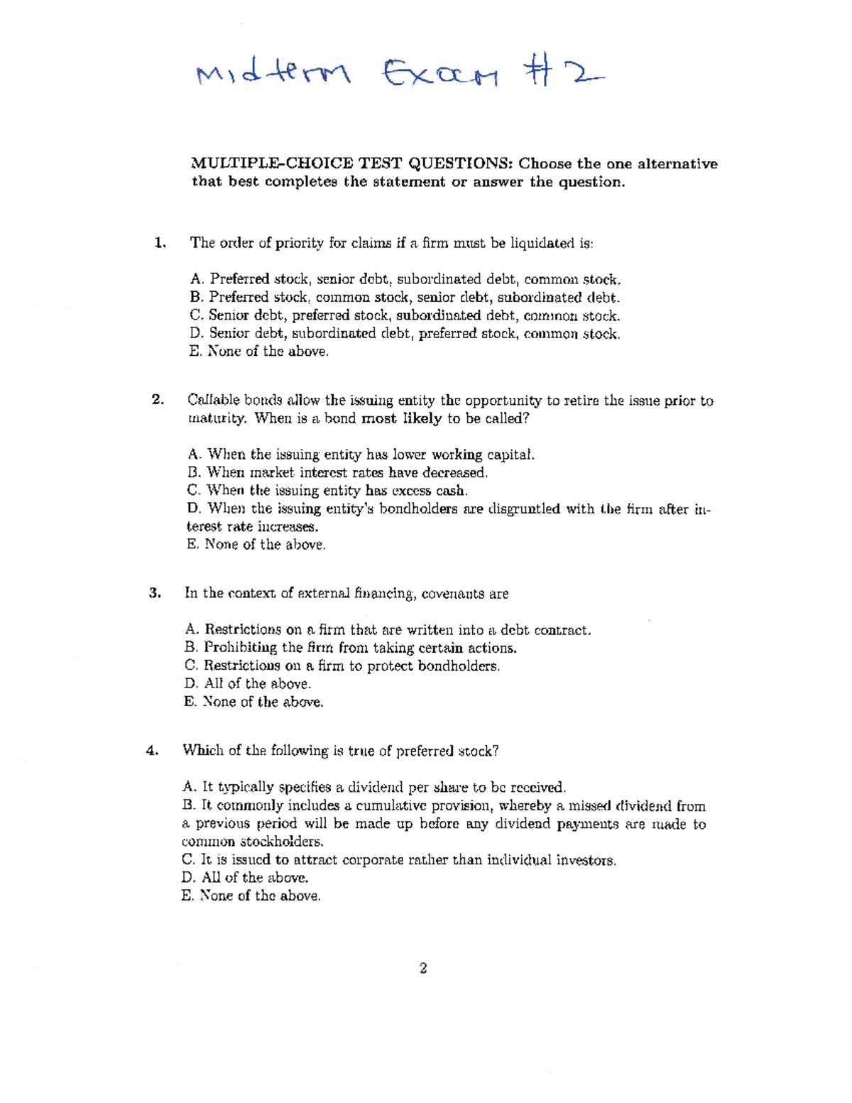 Midterm Exam Study Notes for FM Course - Studocu
