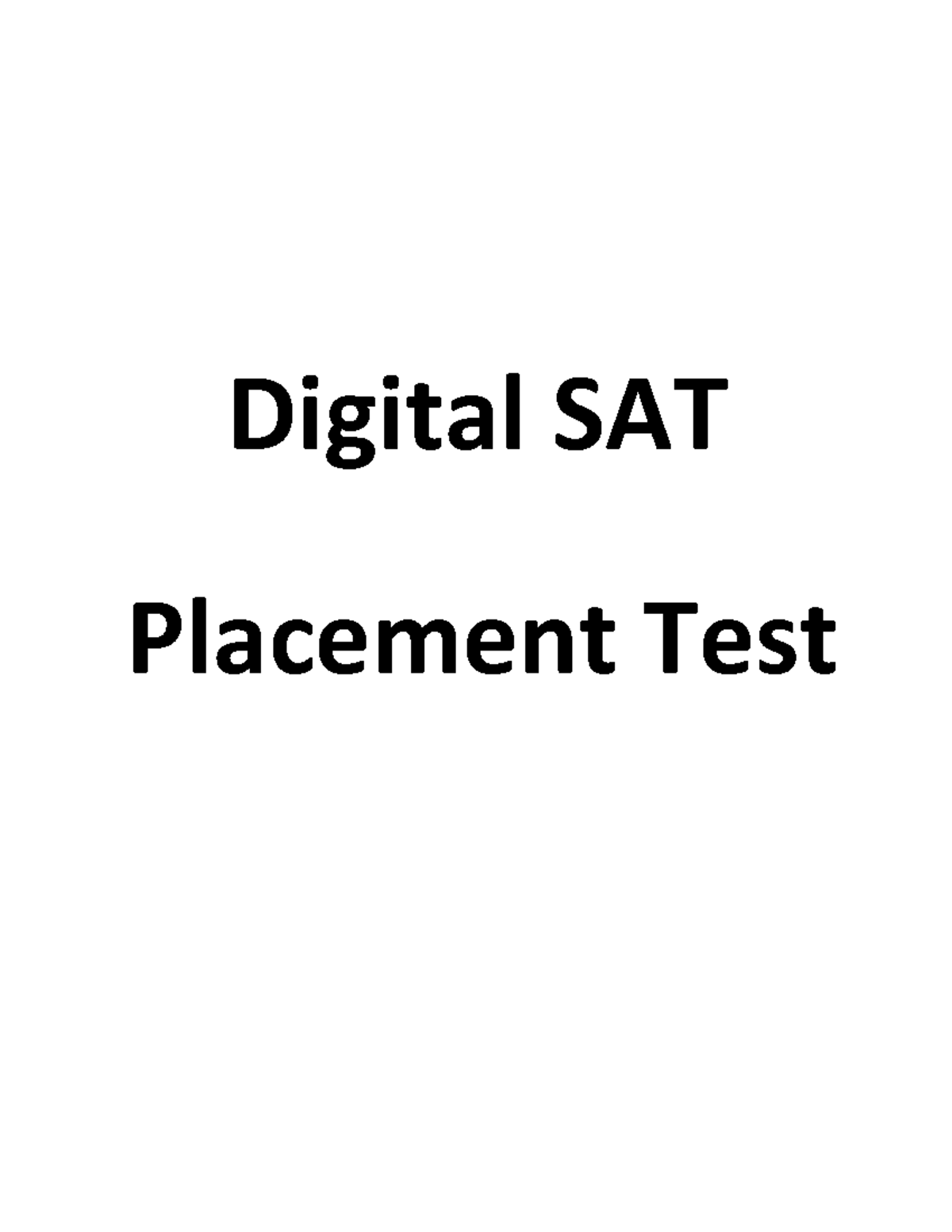 Digital SAT Placement Test Module 1: Reading & Writing Practice - Studocu