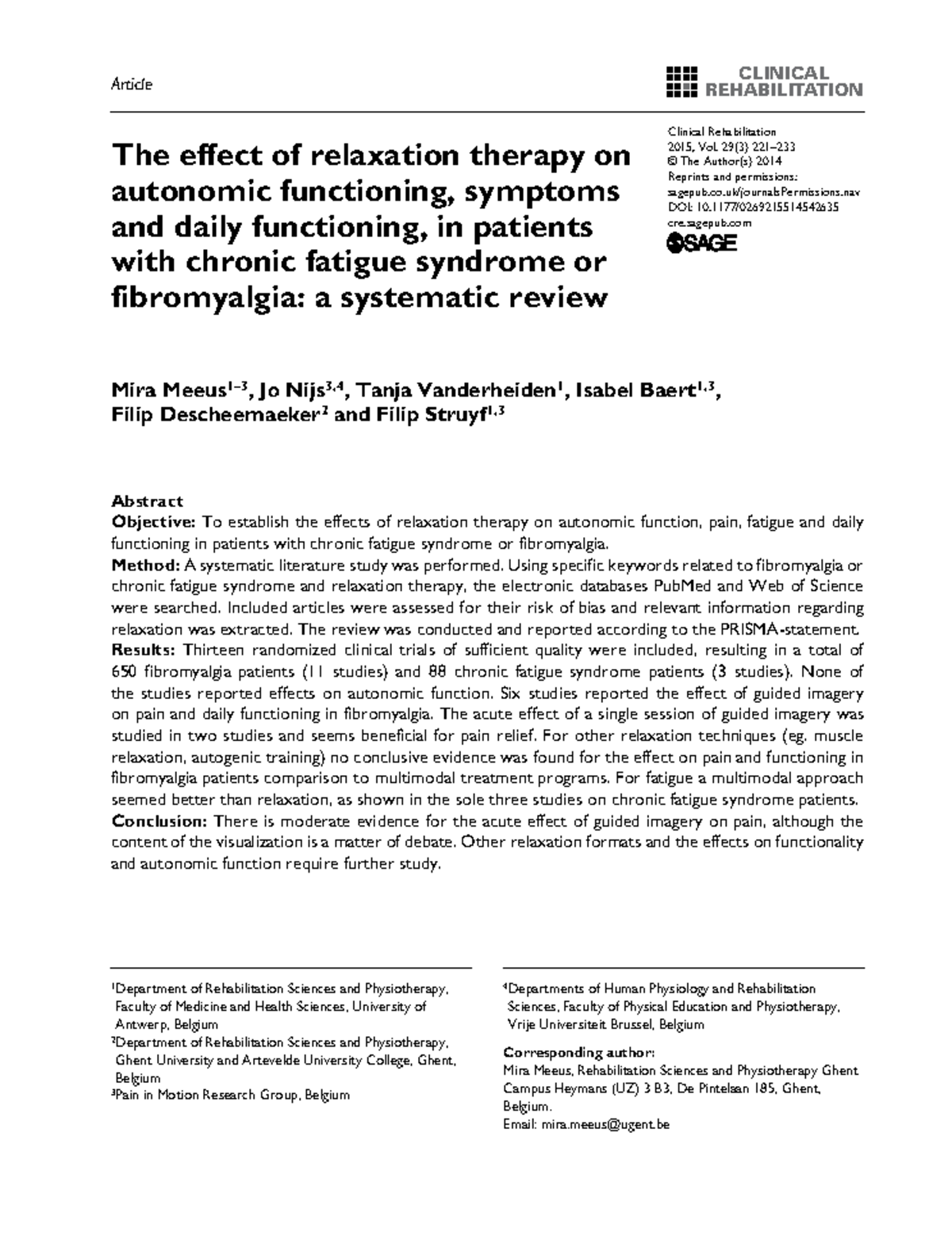 542635 Systematic Review on Relaxation Therapy for CFS and Fibromyalgia ...