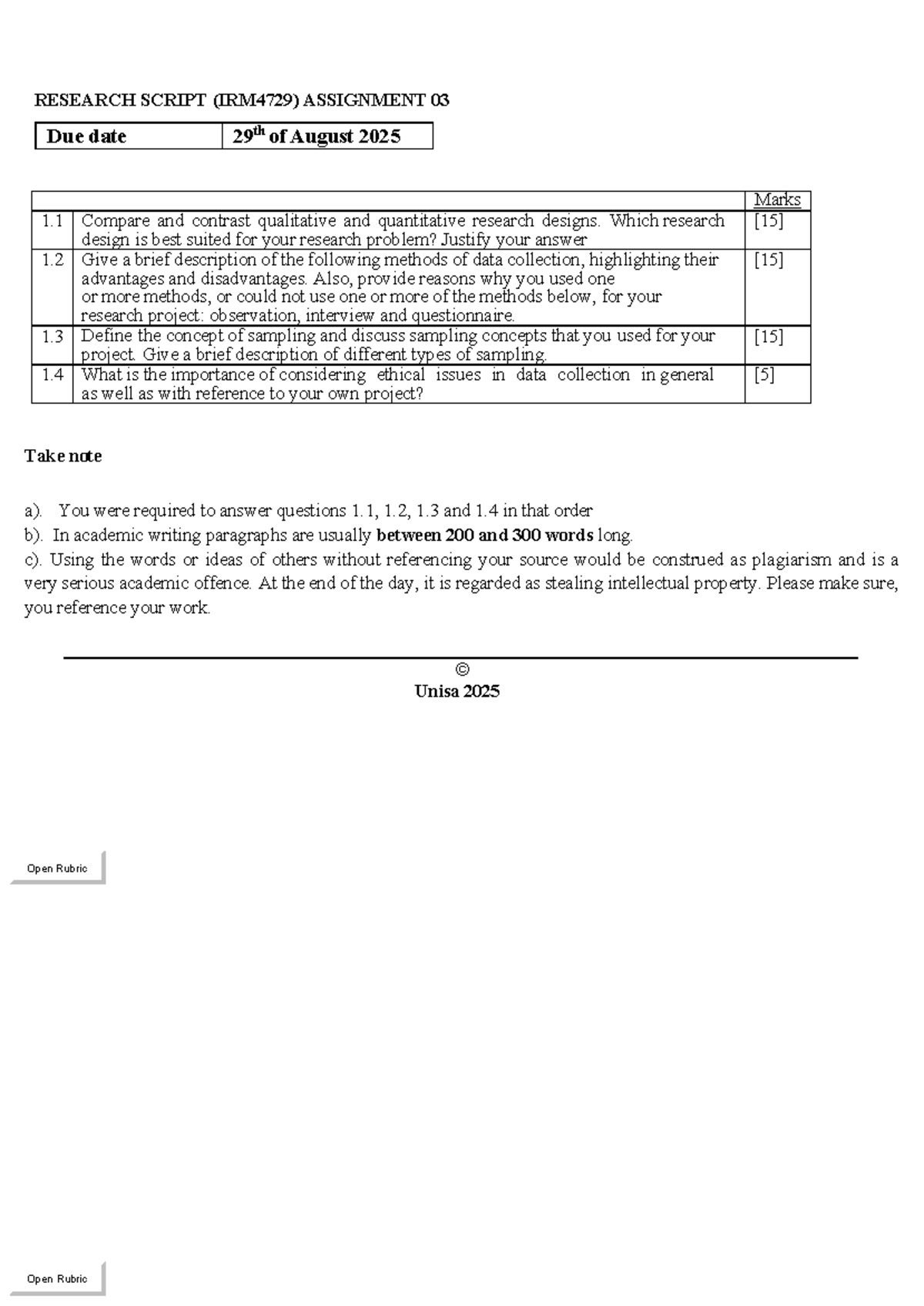 IRM4729 Assignment 03: Qualitative vs Quantitative Research Designs ...