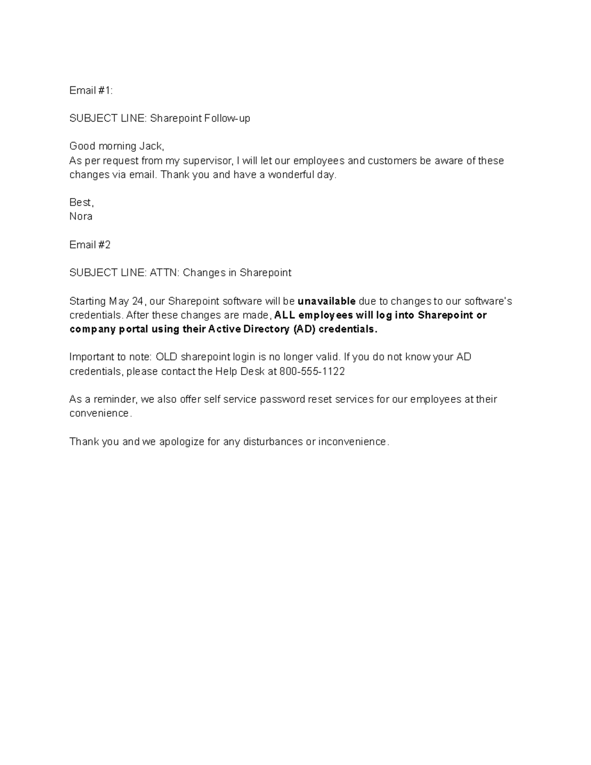 IT 101 - Practice Emails on Software Changes and Communication - Studocu