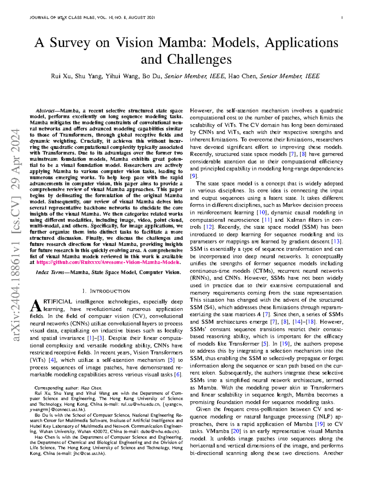 A survey on vision mamba: models, applications, and challenges - Studocu