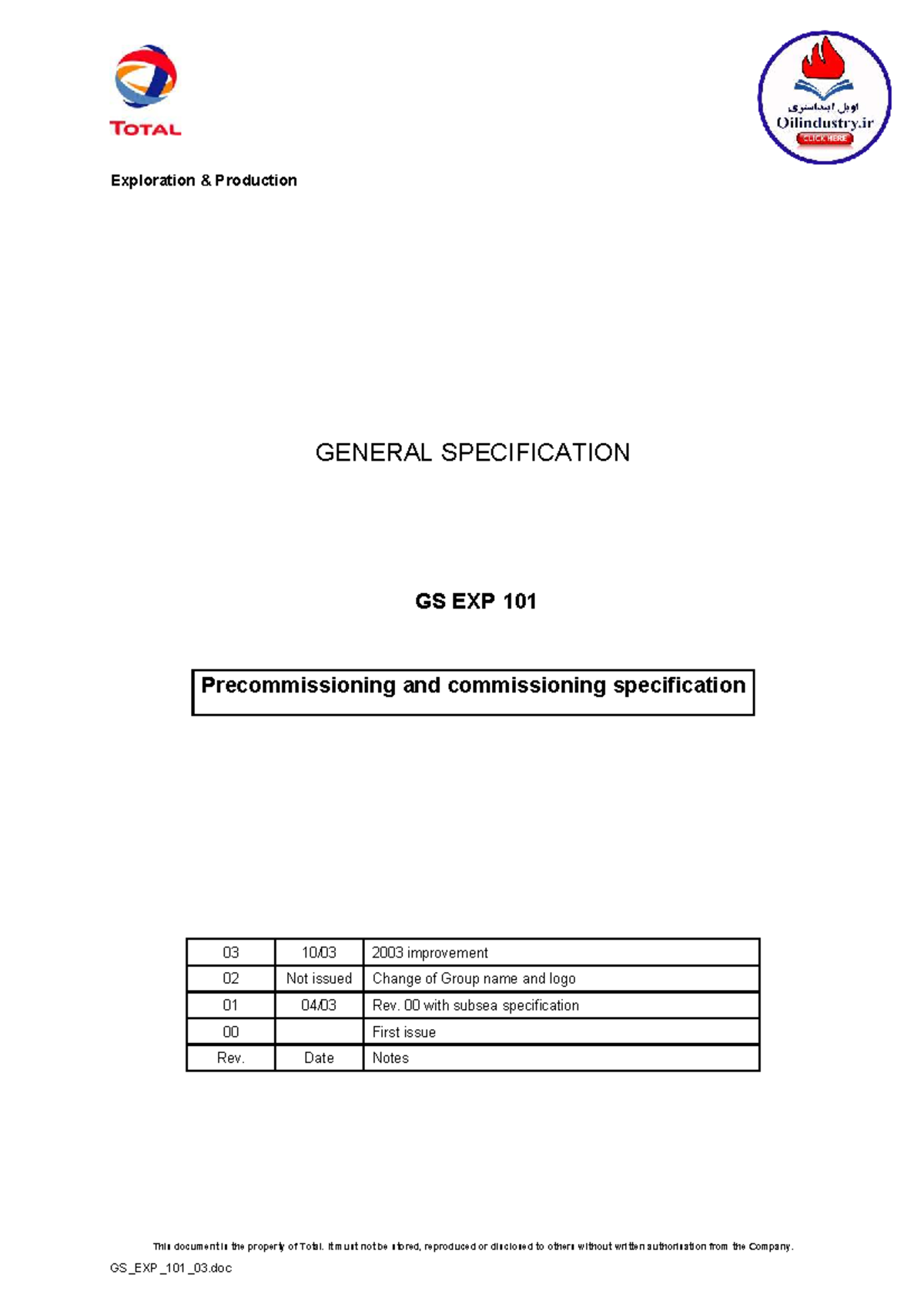 GS EXP 101: Precommissioning & Commissioning Specification Overview ...