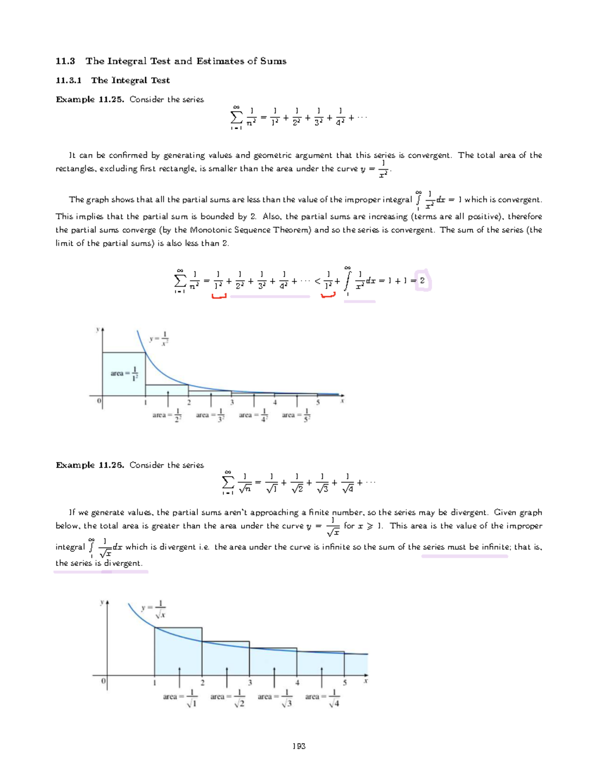 11.3 Integral Test & Series Convergence: Class Notes Solution - Studocu