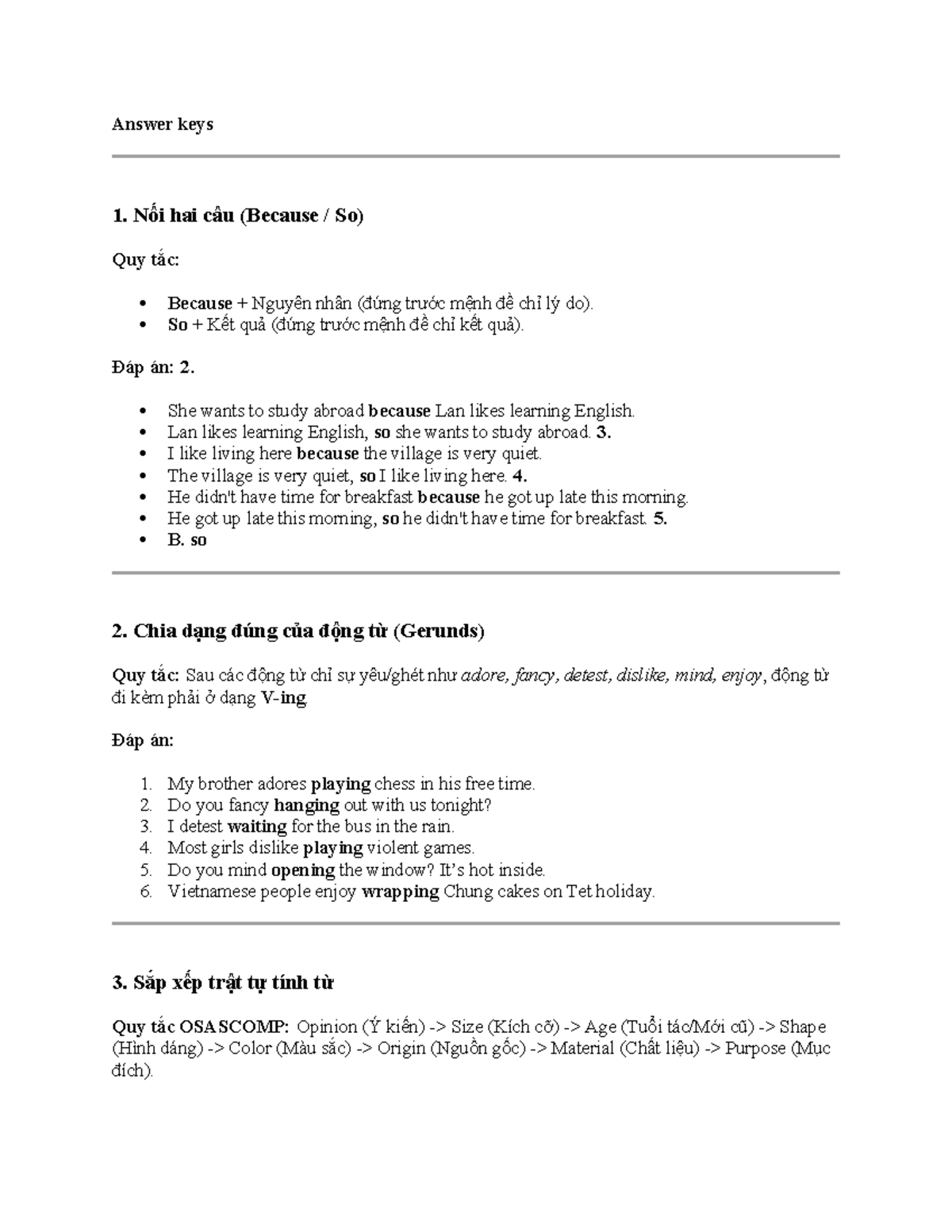 English Grammar Answer Keys: Exercises & Solutions - Studocu
