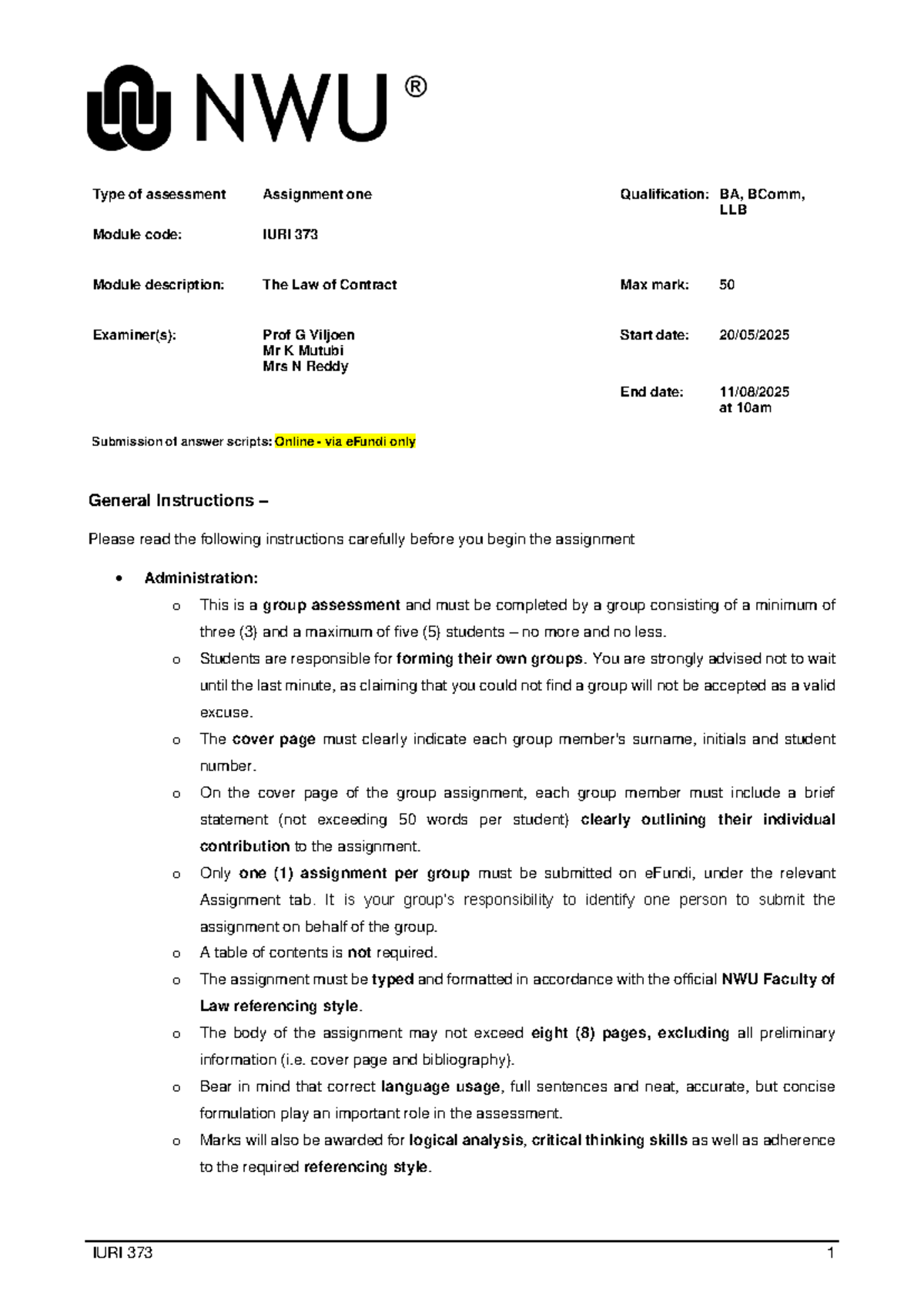 IURI 373 Assignment 1: Analysis of Contract Law in Digital Context ...