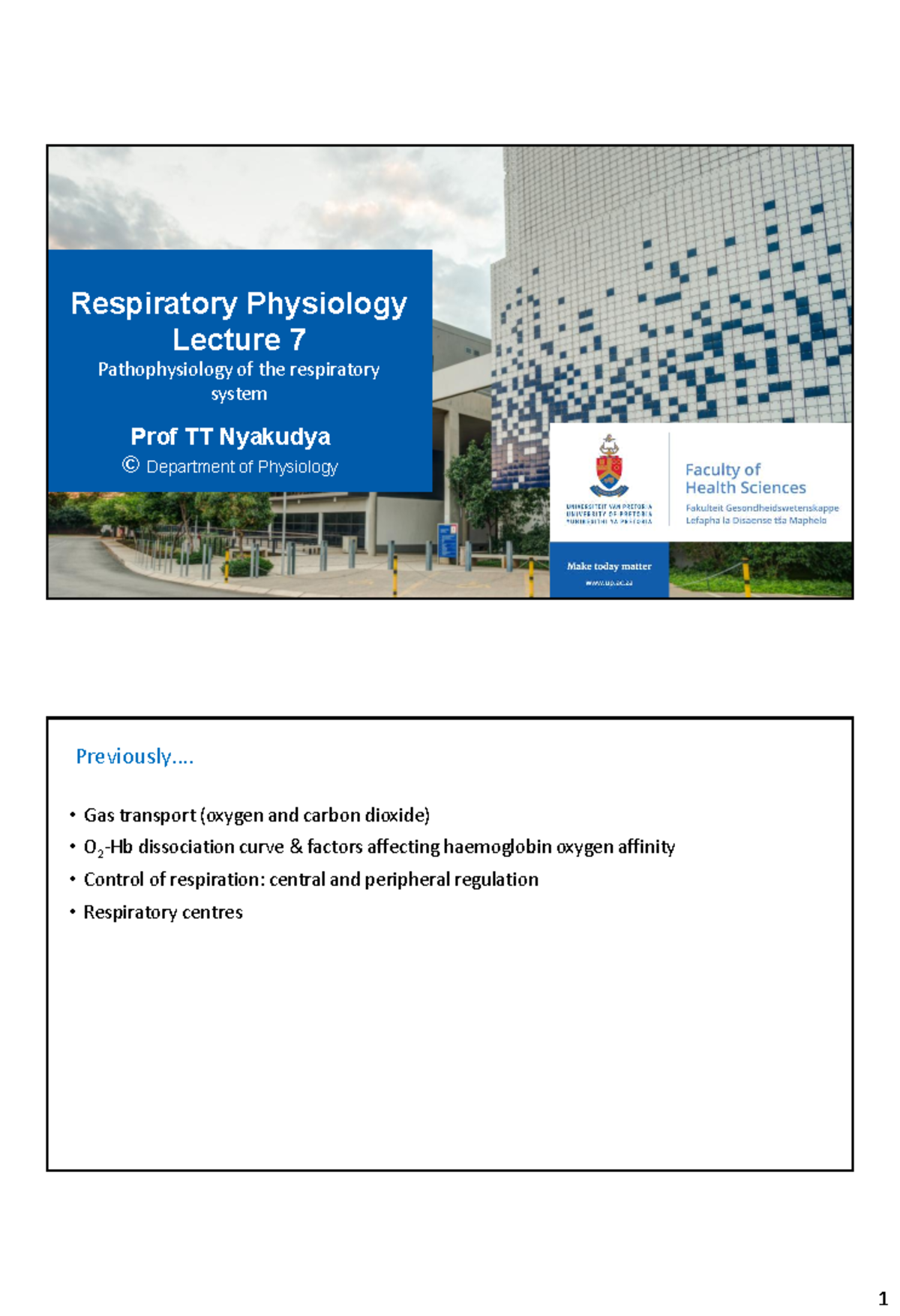 Lecture 7: Respiratory Pathophysiology (Physiology 101) - Studocu