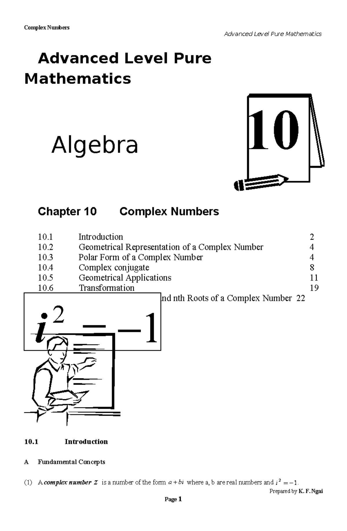 Complex Numbers: Advanced Level Pure Mathematics Chapter 10 Notes - Studocu