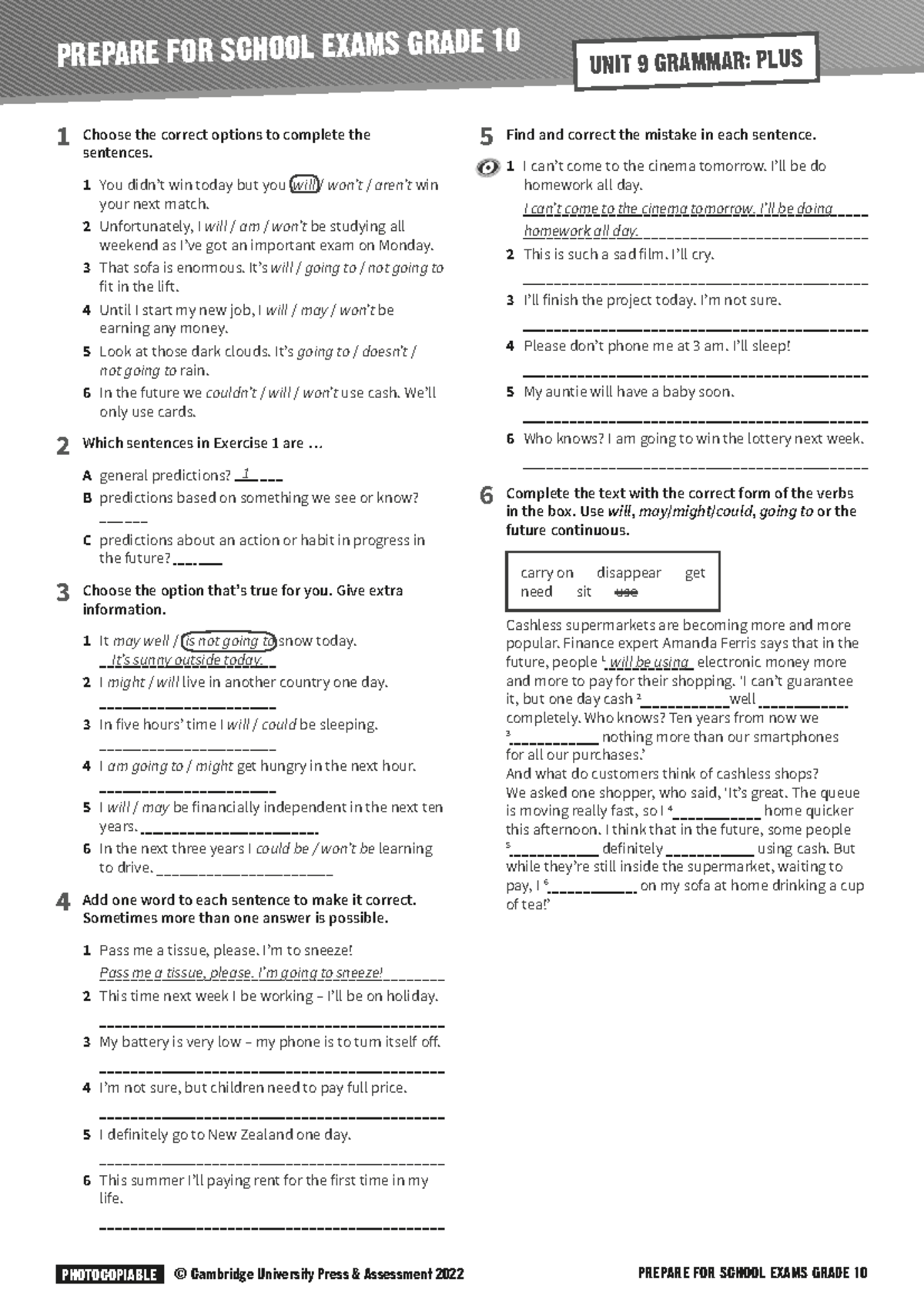 Grade 10 Grammar Plus - Unit 09 Exam Preparation Guide - Studocu