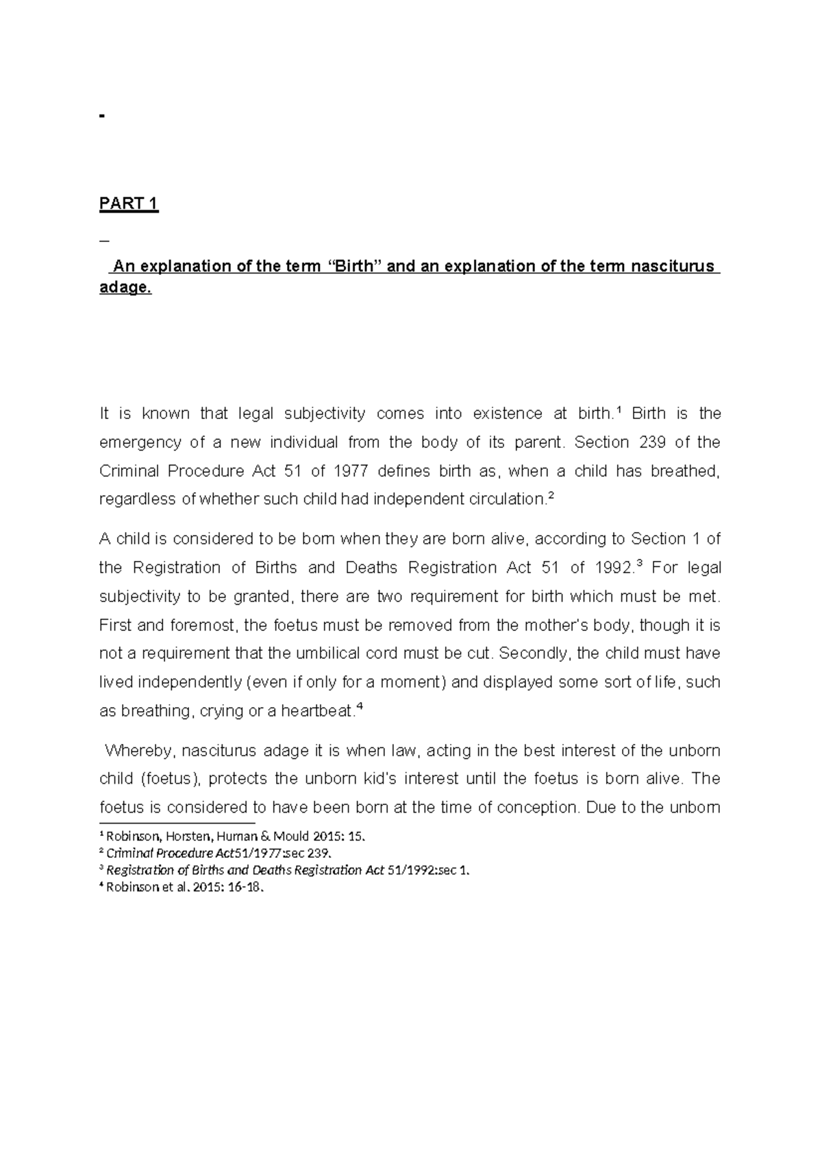 LPSN Assignment: Legal Subjectivity and Nasciturus Adage Explained ...