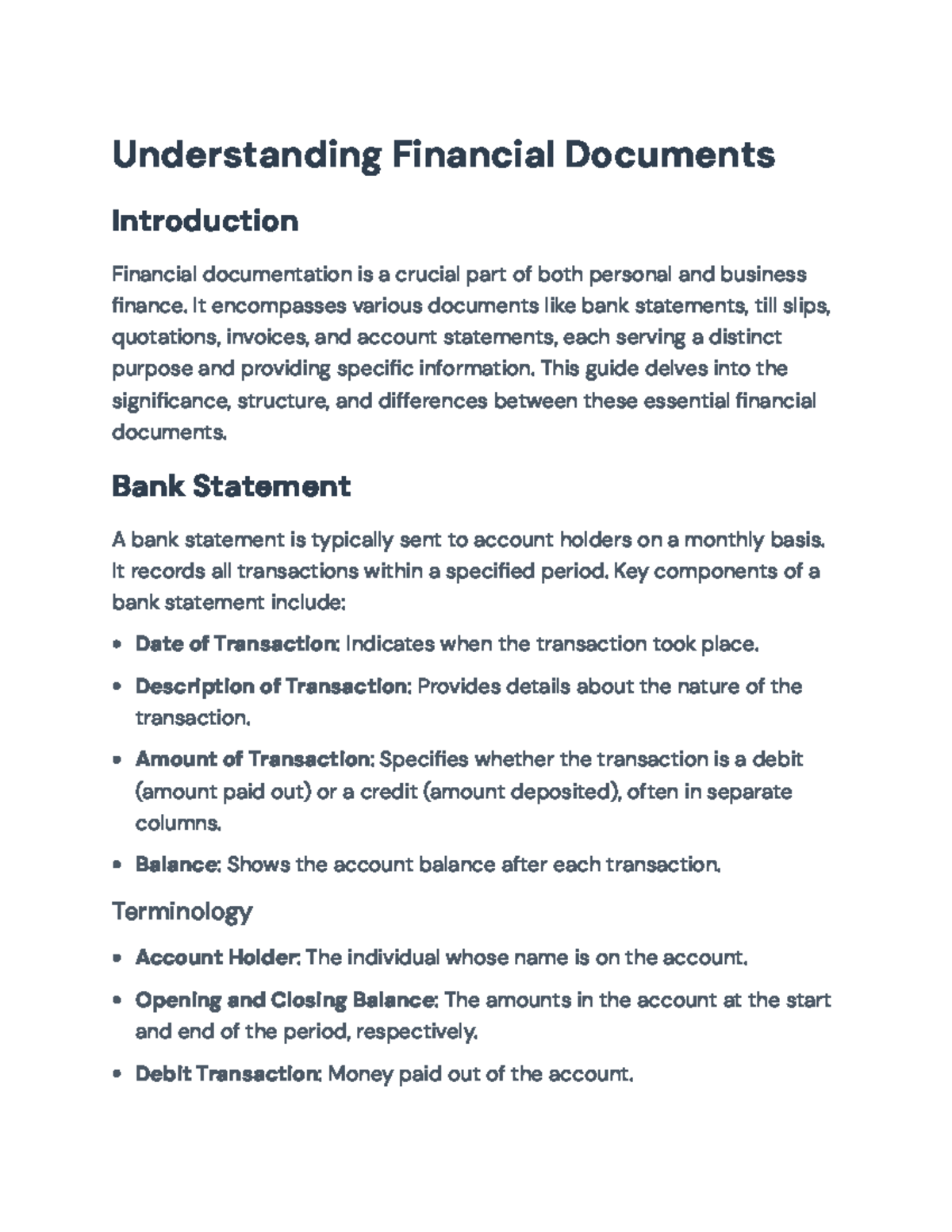Understanding Financial Documents: Significance, Structure ...