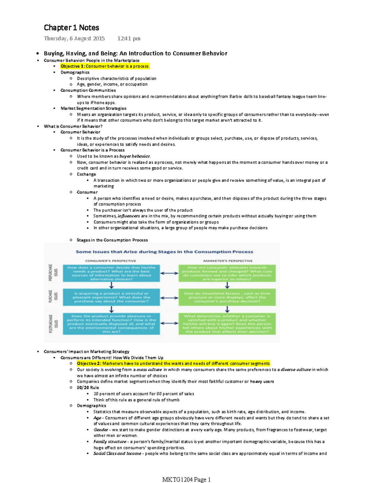 MKTG1204 Chapter 1-6 Notes: Consumer Behavior Insights and Strategies ...