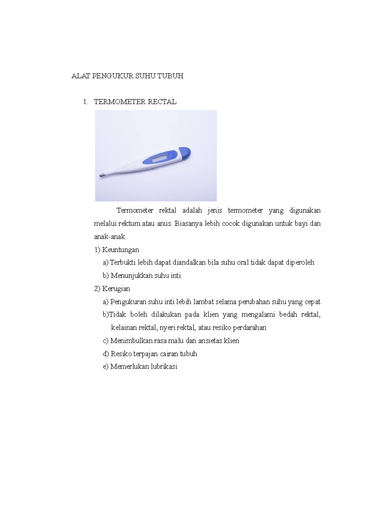 ALAT PENGUKUR SUHU TUBUH: TERMOMETER RECTAL & ORAL - Studocu