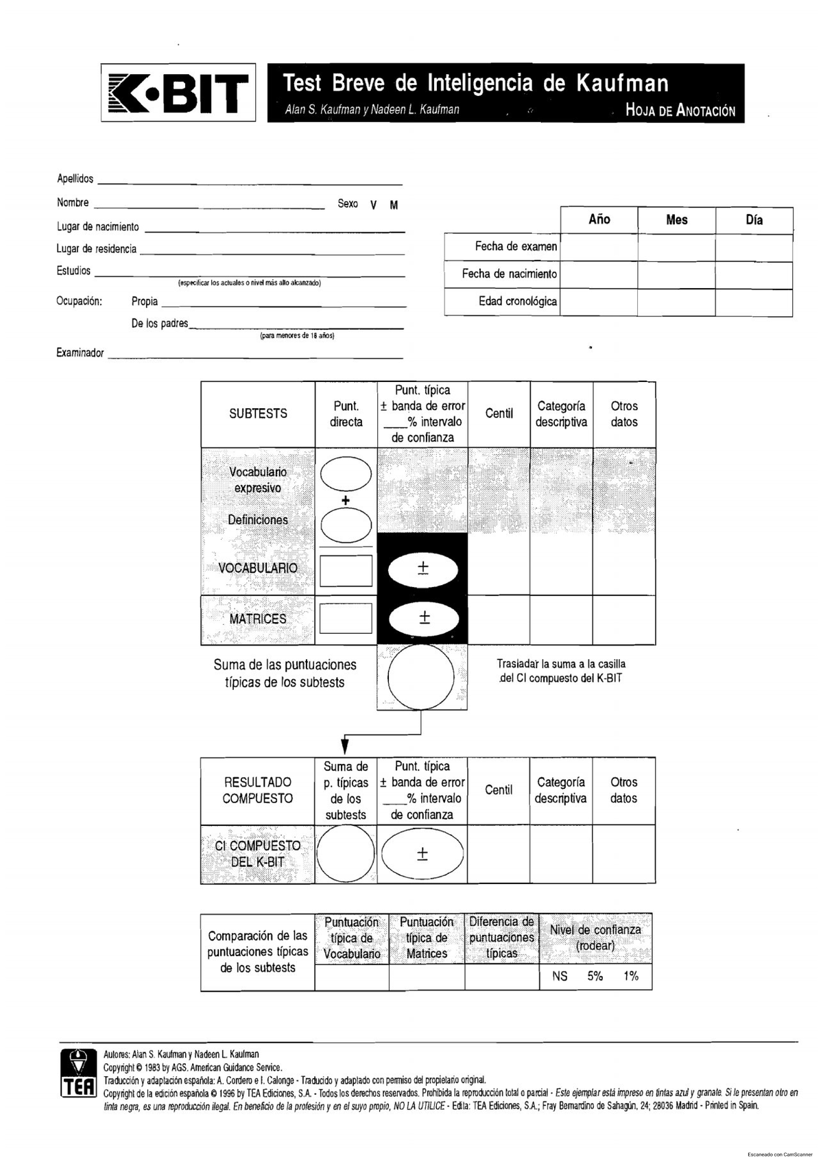 K-BIT - PRUEBA DE INTELIGENCIA KBIT - KBIT Test Breve de Inteligencia ...