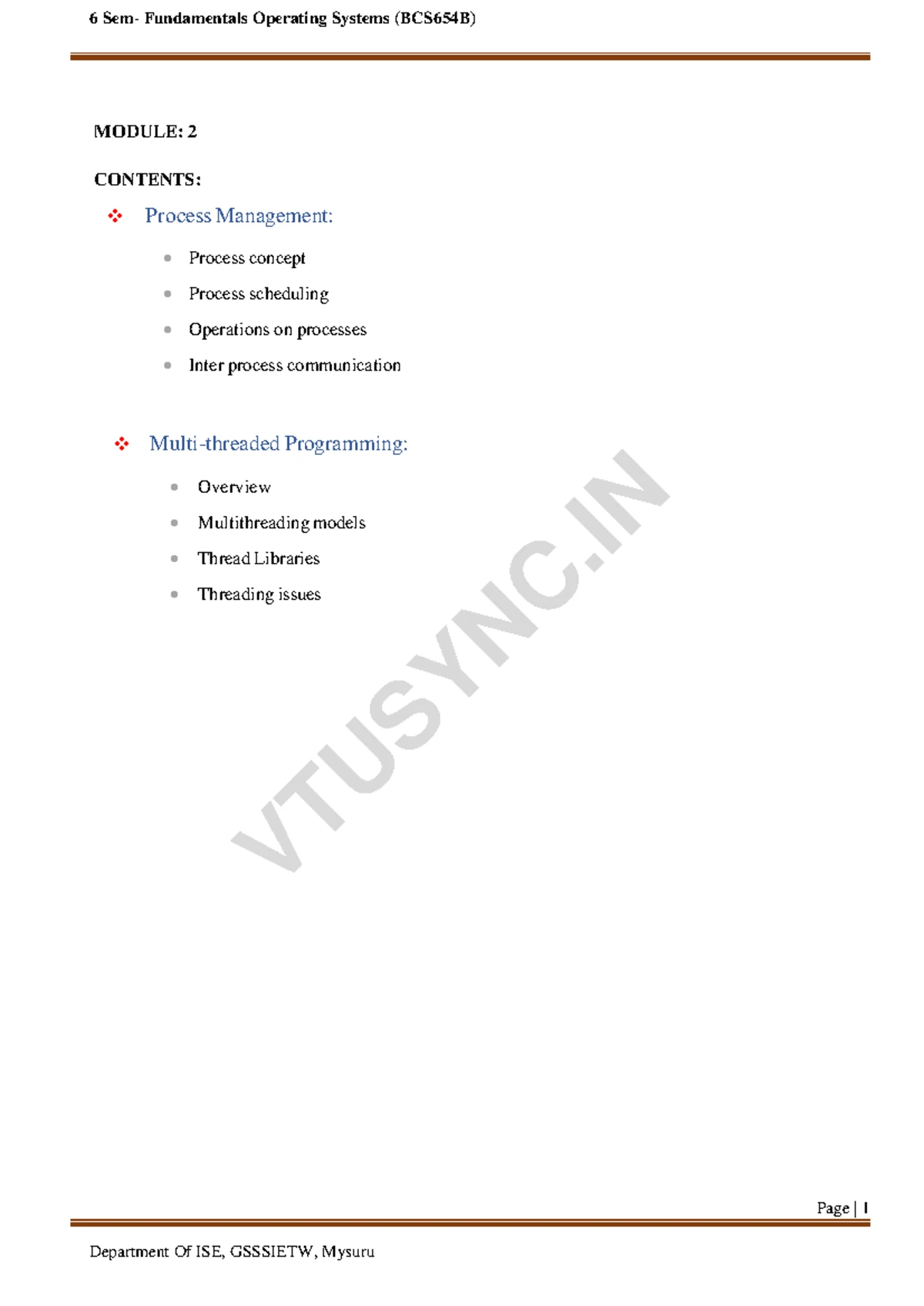 18EC641 Operating System Exam Notes - Sixth Semester B.E. 2024 - Studocu