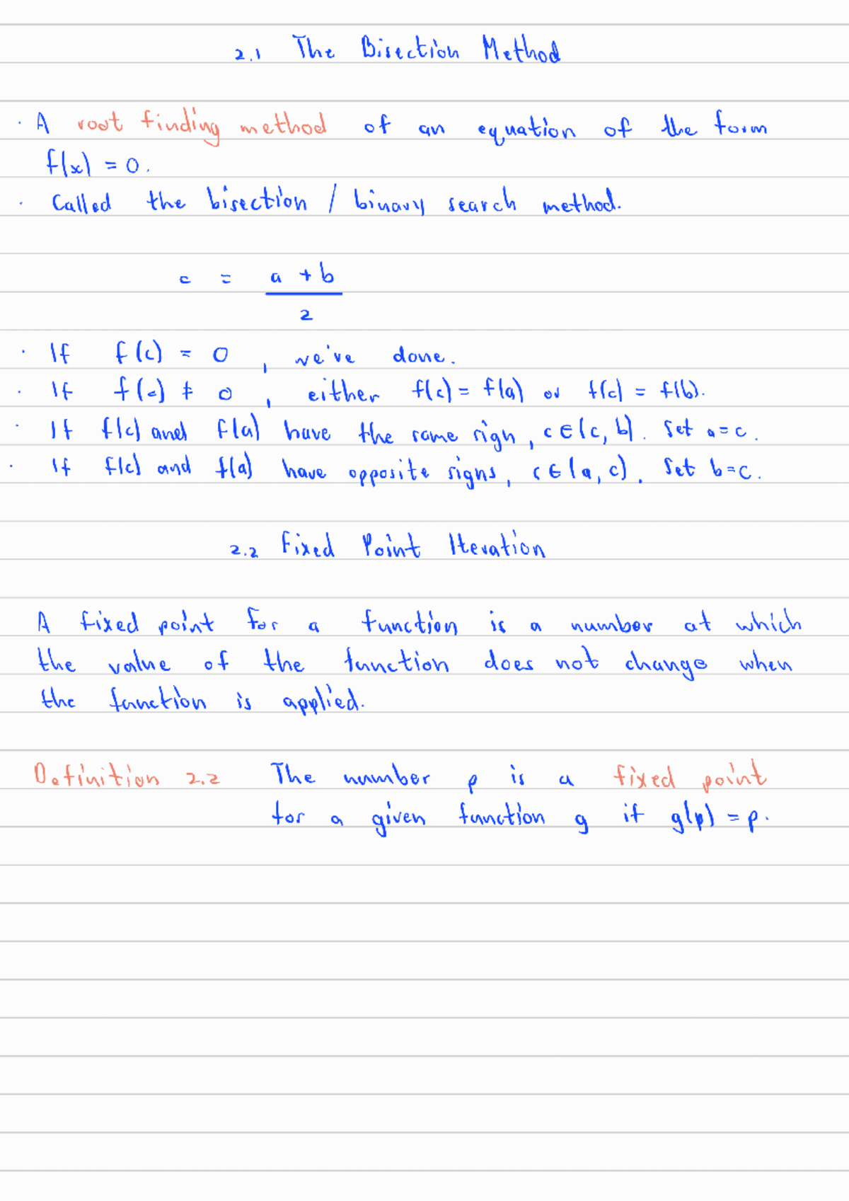APM2613 Chapter 2: Bisection Method & Fixed Point Iteration - Studocu