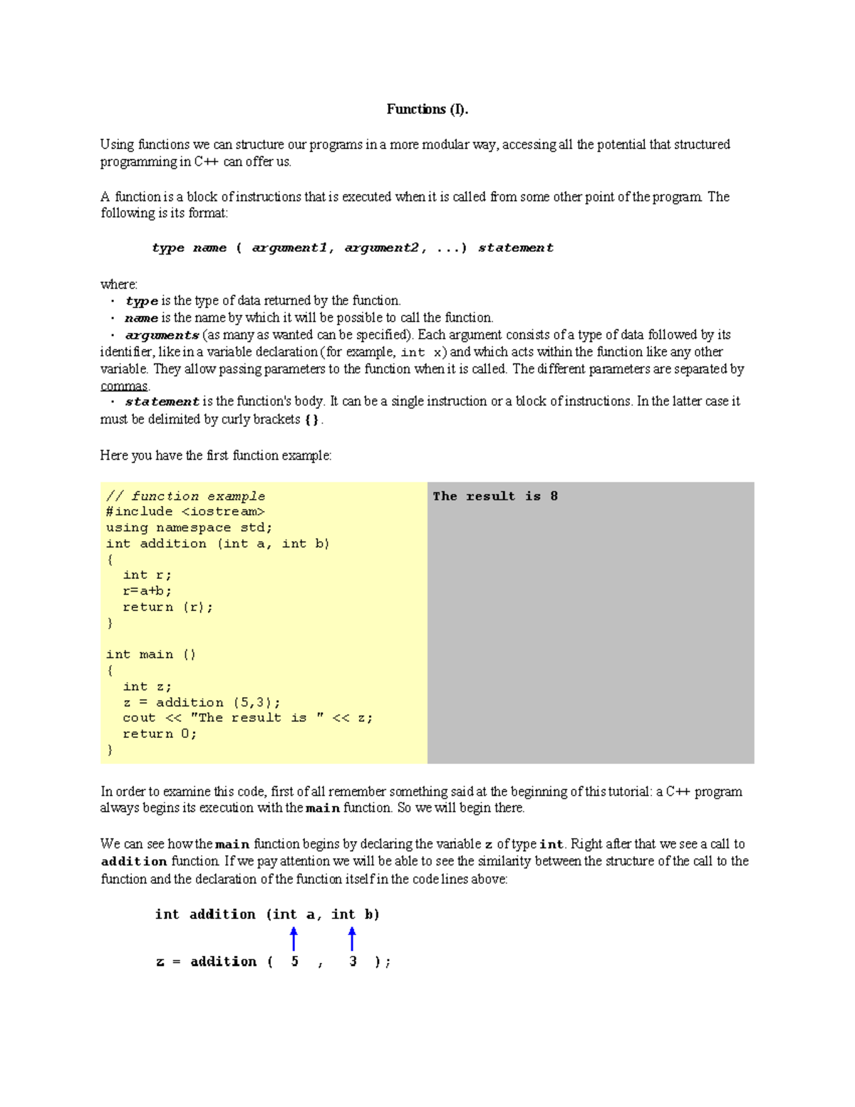 Functions in C++: Structure, Examples, and Void Functions - Studocu