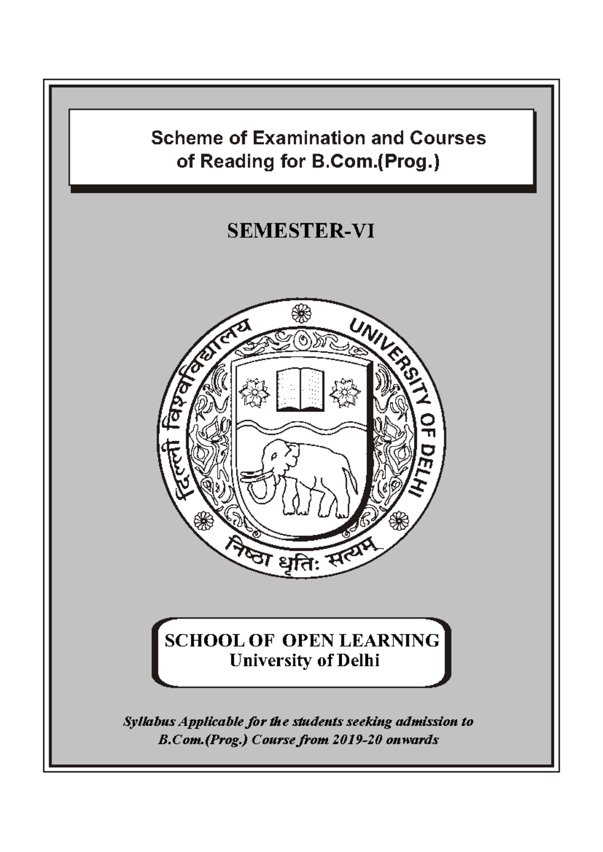 B.Com Prog - Semester VI Syllabus Overview for Bachelor of Commerce ...