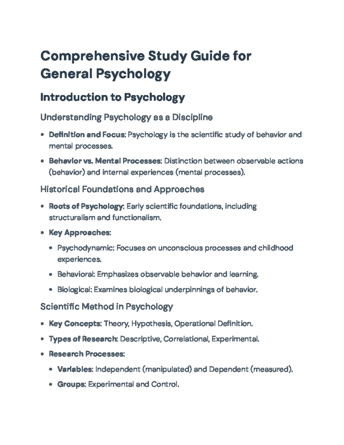 General Psychology Exam Study Guide: Key Concepts & Modules Overview ...