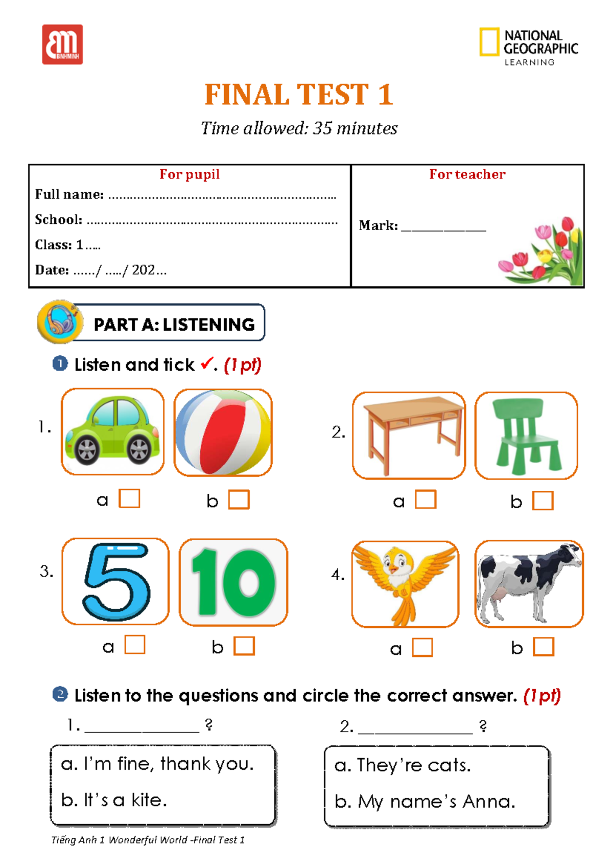 WW1 - Final Test 1 - Listening & Reading Answers + Key - Studocu