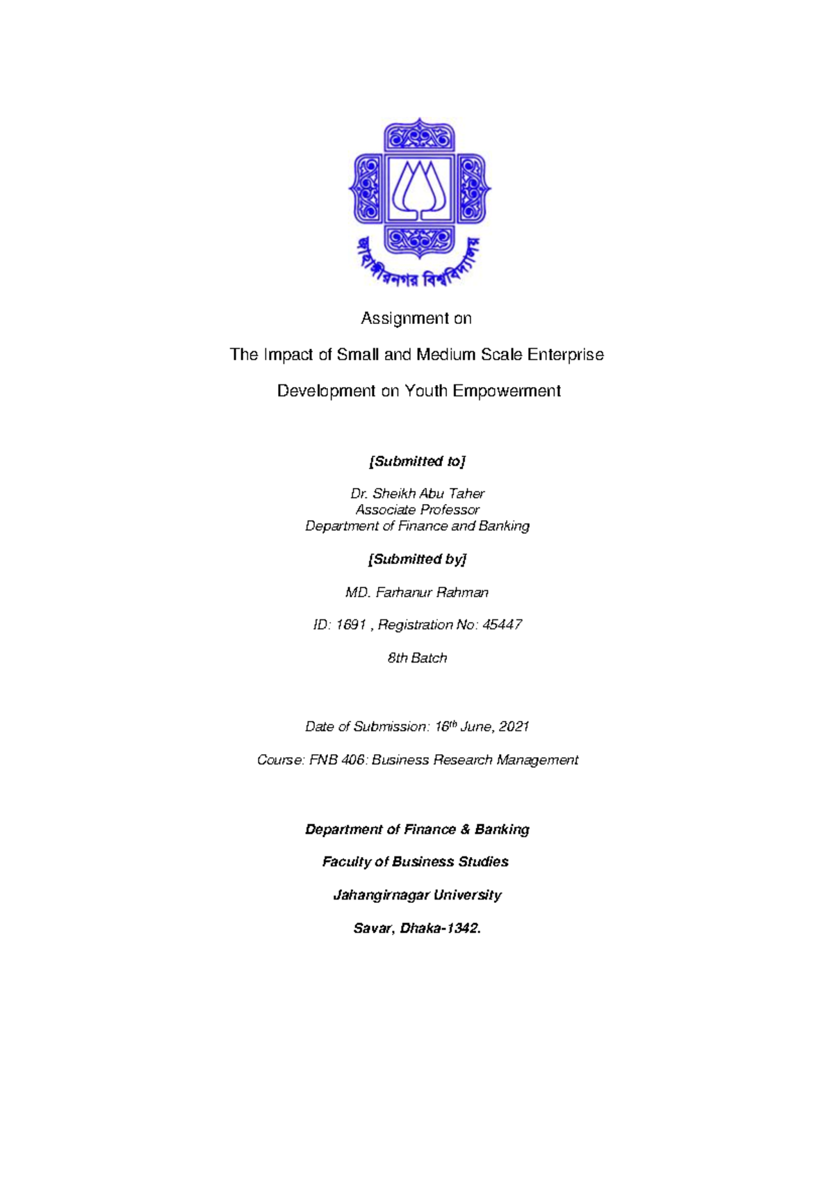 1691 - The Impact of Small and Medium Scale Enterprise Development on ...