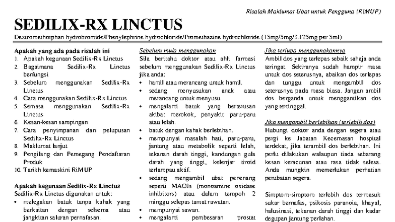 Sedilix Rx Linctus Dextromethorphan Phenylephrine Promethazine Xepa ...