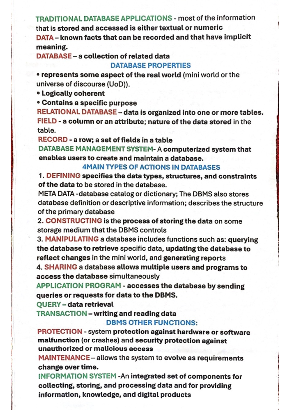 CE ENGG. Traditional Database Applications Overview and Key Concepts ...