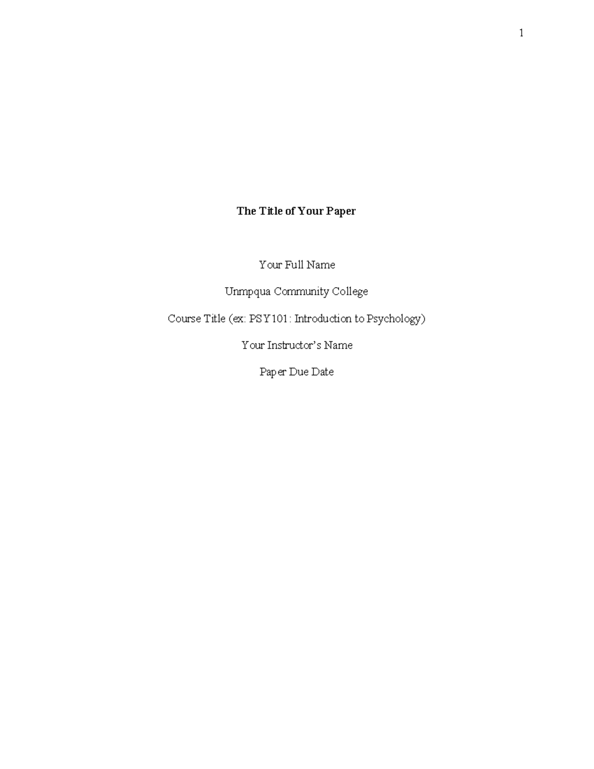 APA Style Student Paper Template (PSY101) - Studocu