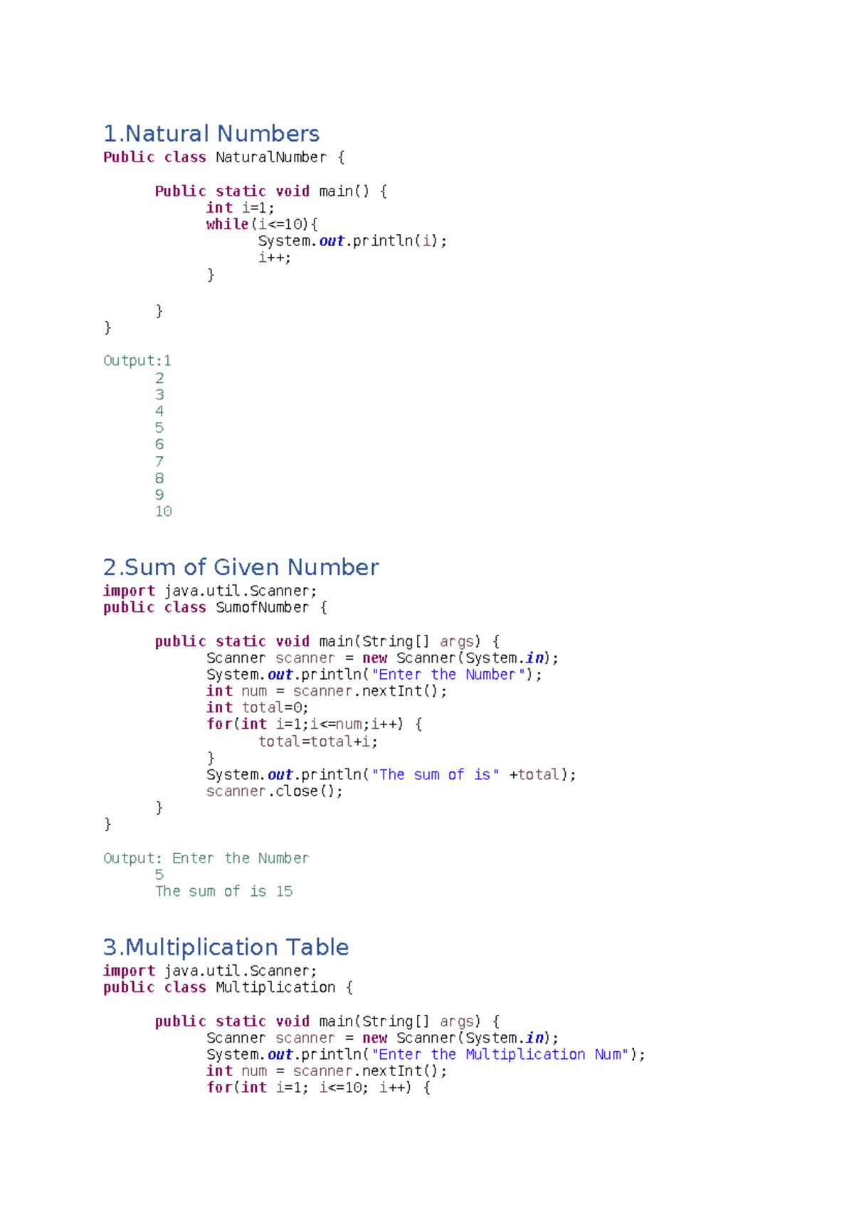 Java Programming Basics - Simple Programs, Codes, and Examples - Studocu