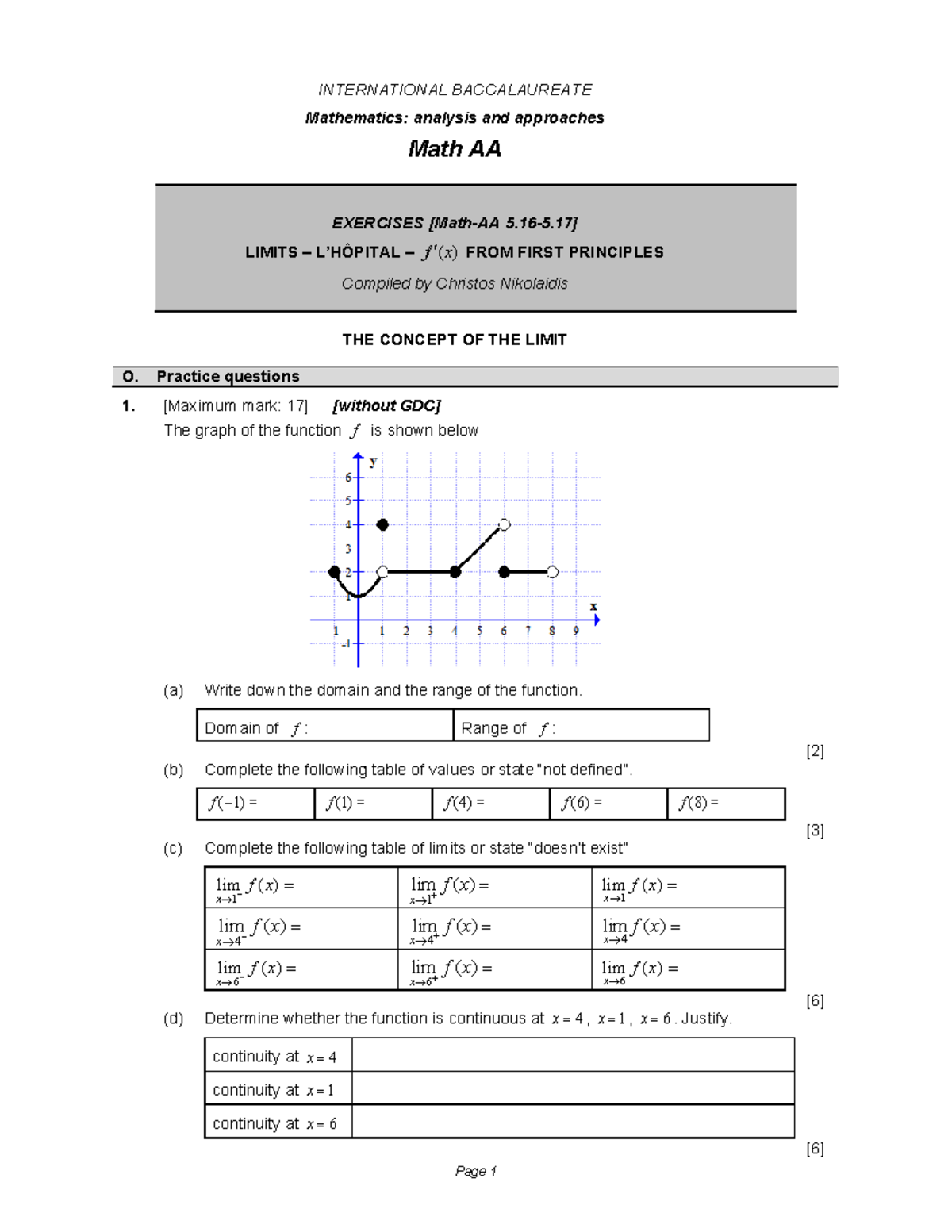 Math AA: Limits from First Principles - Exercises and Practice - Studocu
