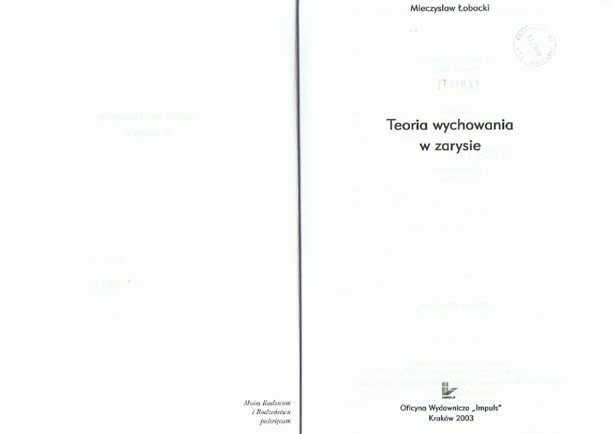 Teoria Wychowania W Zarysie Pdf